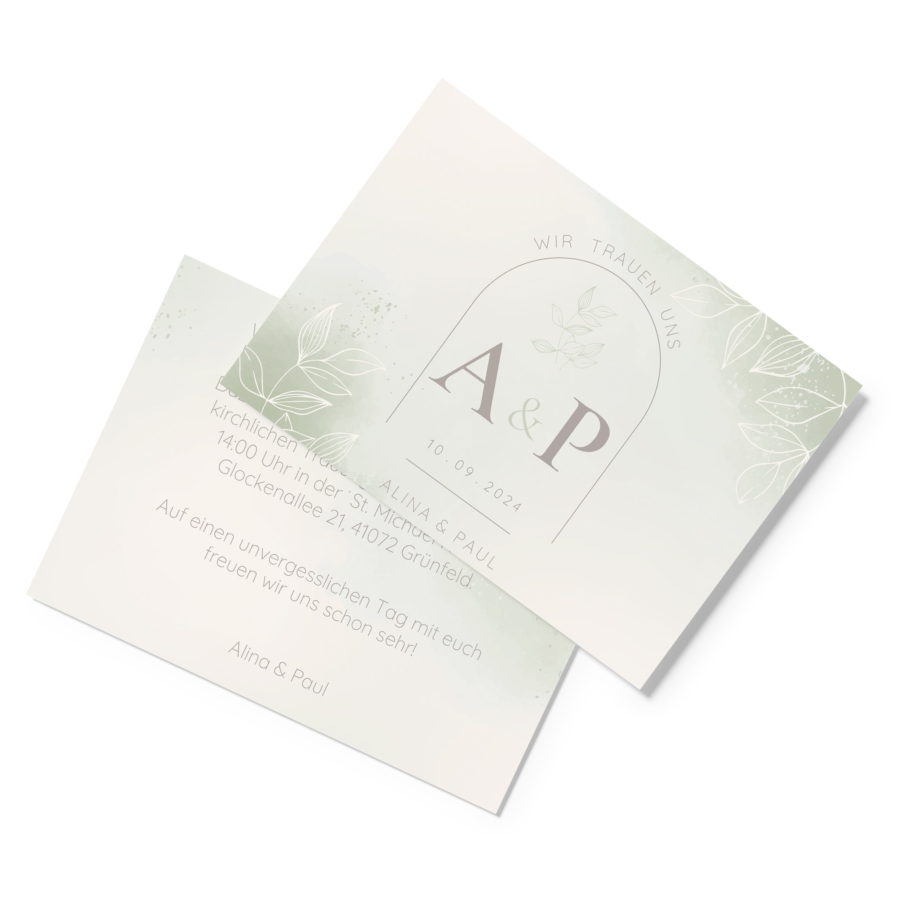 Postkarte DIN A6 im Querformat - Aquarell "faded green"