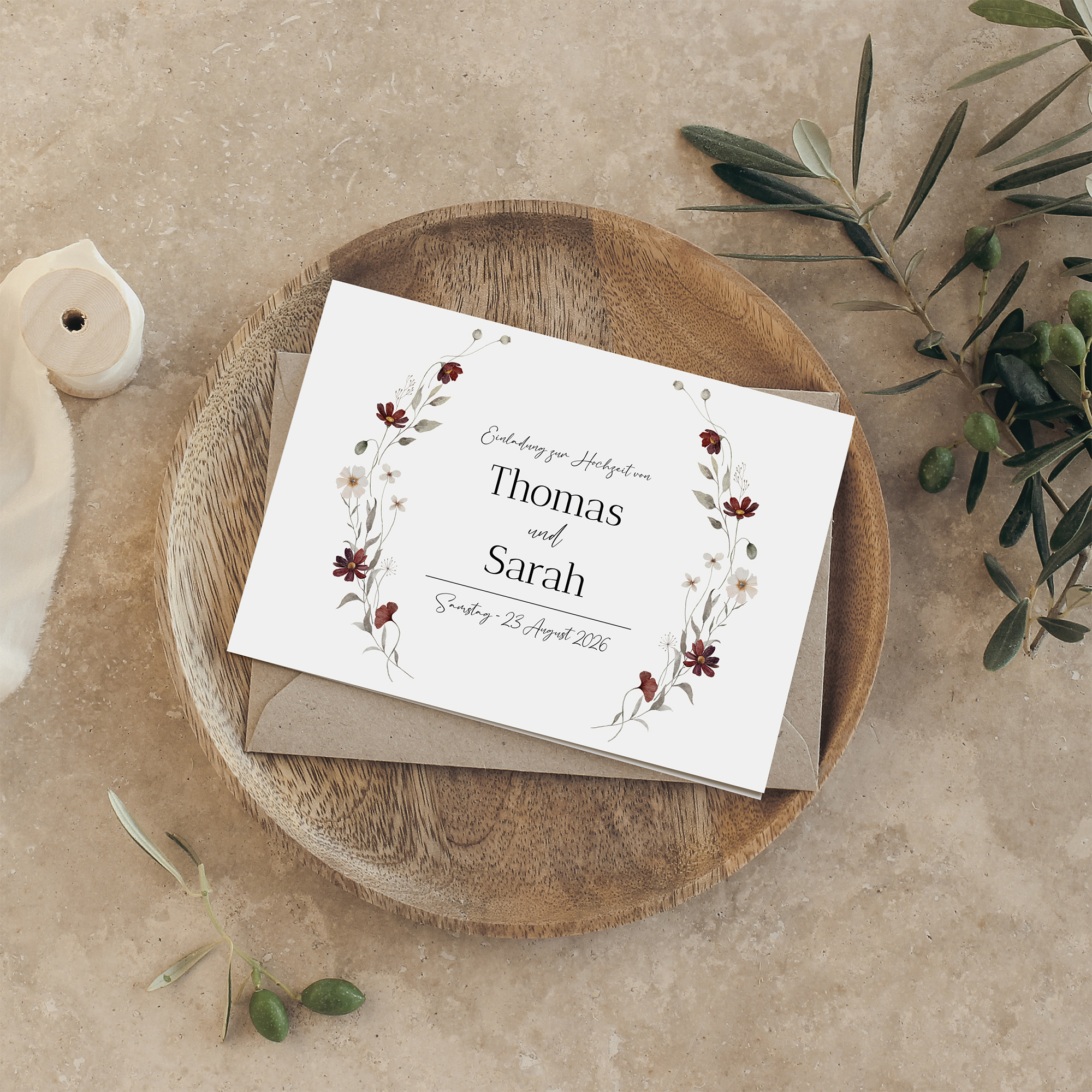 Klappkarte DIN A6 im Querformat - Vintage - "Wildflower Notes"