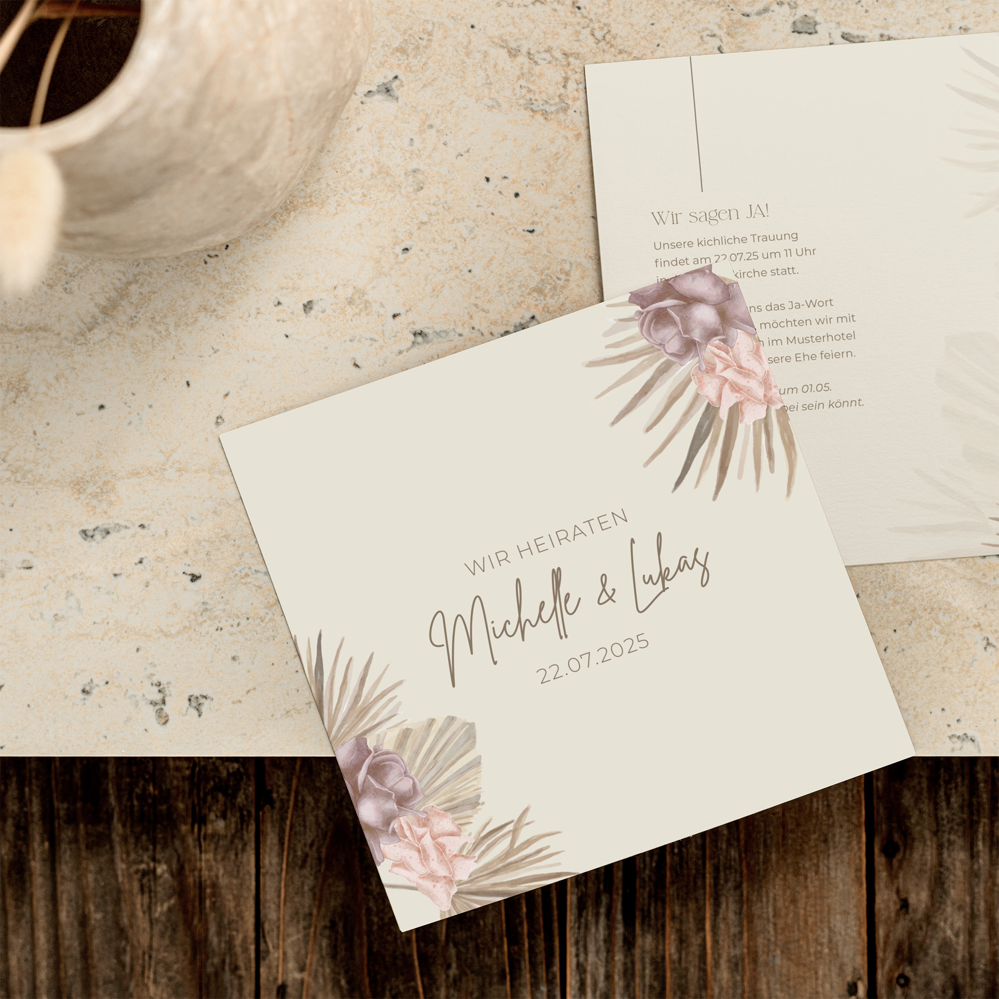 Postkarte Quadrat 148 x 148 mm - Boho "Boho Minimal"