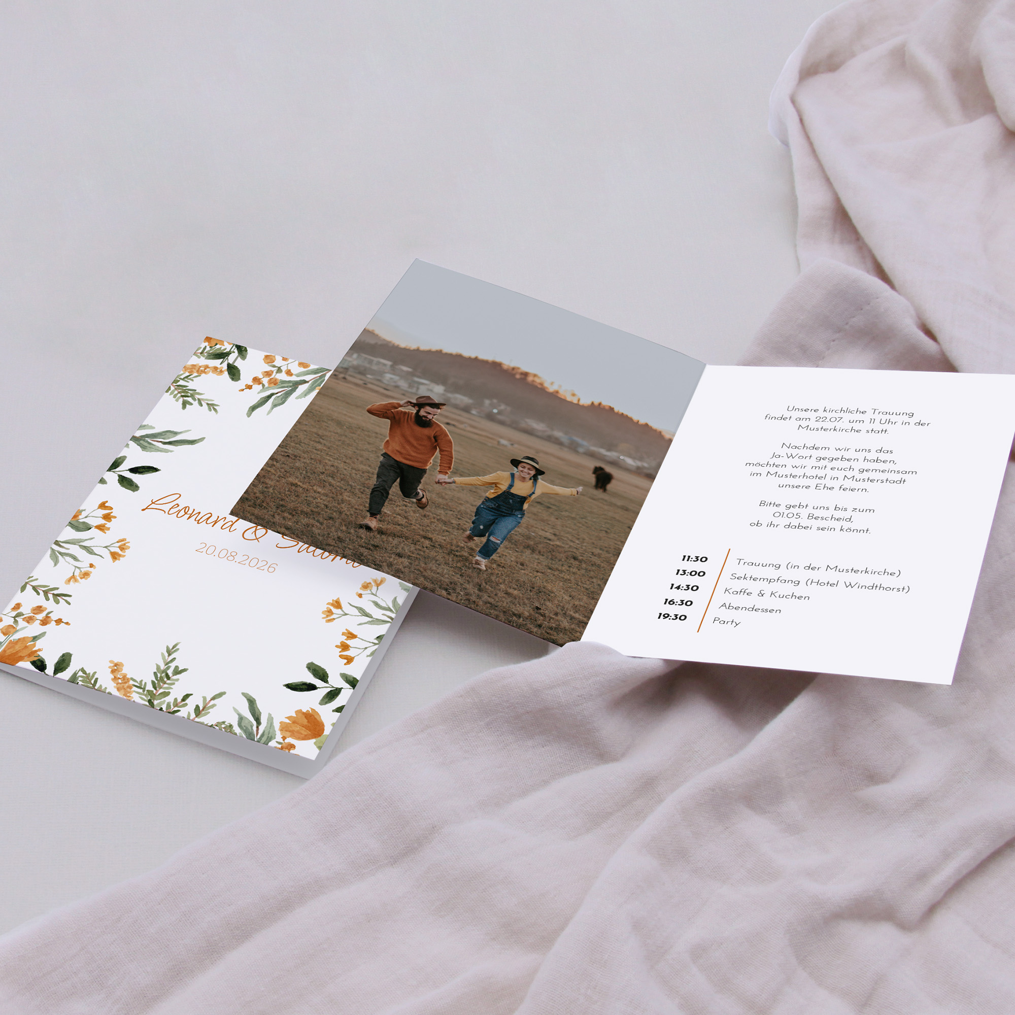 Klappkarte DIN A6 im Hochformat - Floral "Warm Botanicals"