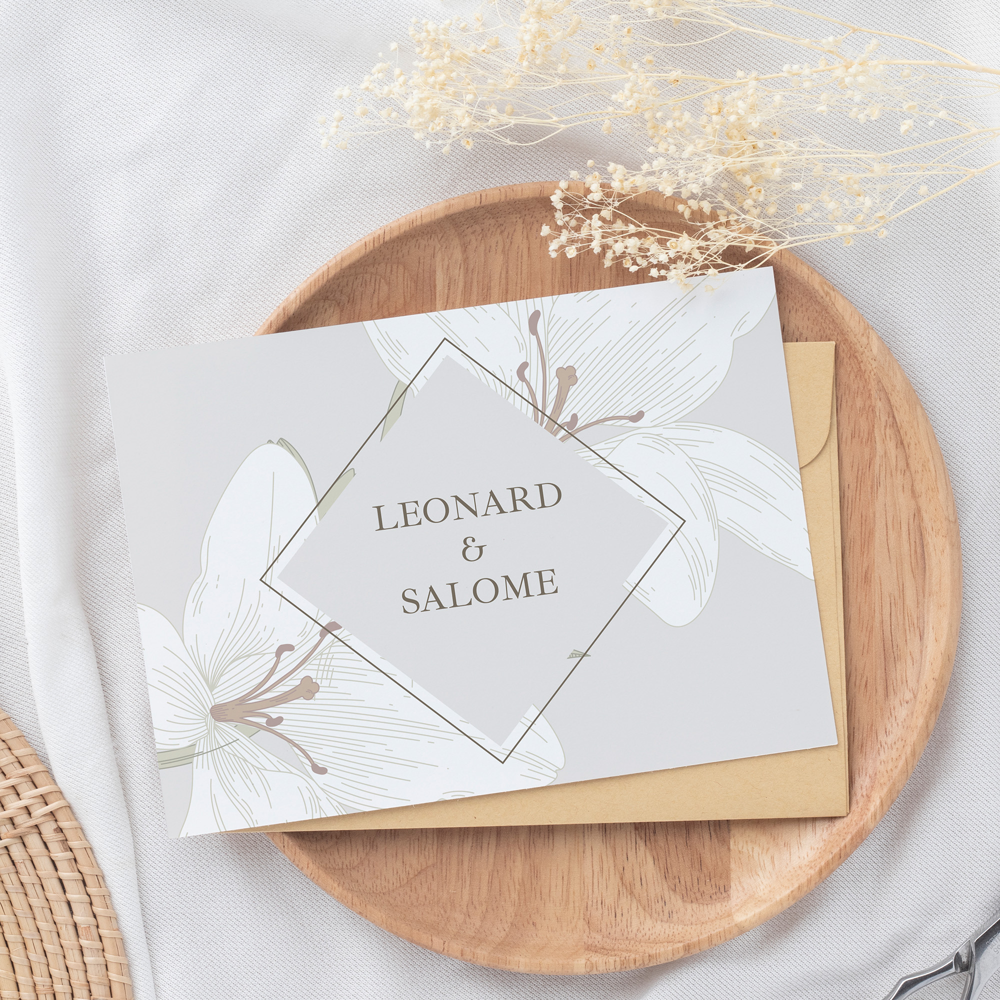 Postkarte DIN A6 im Querformat - Floral "White Lily"