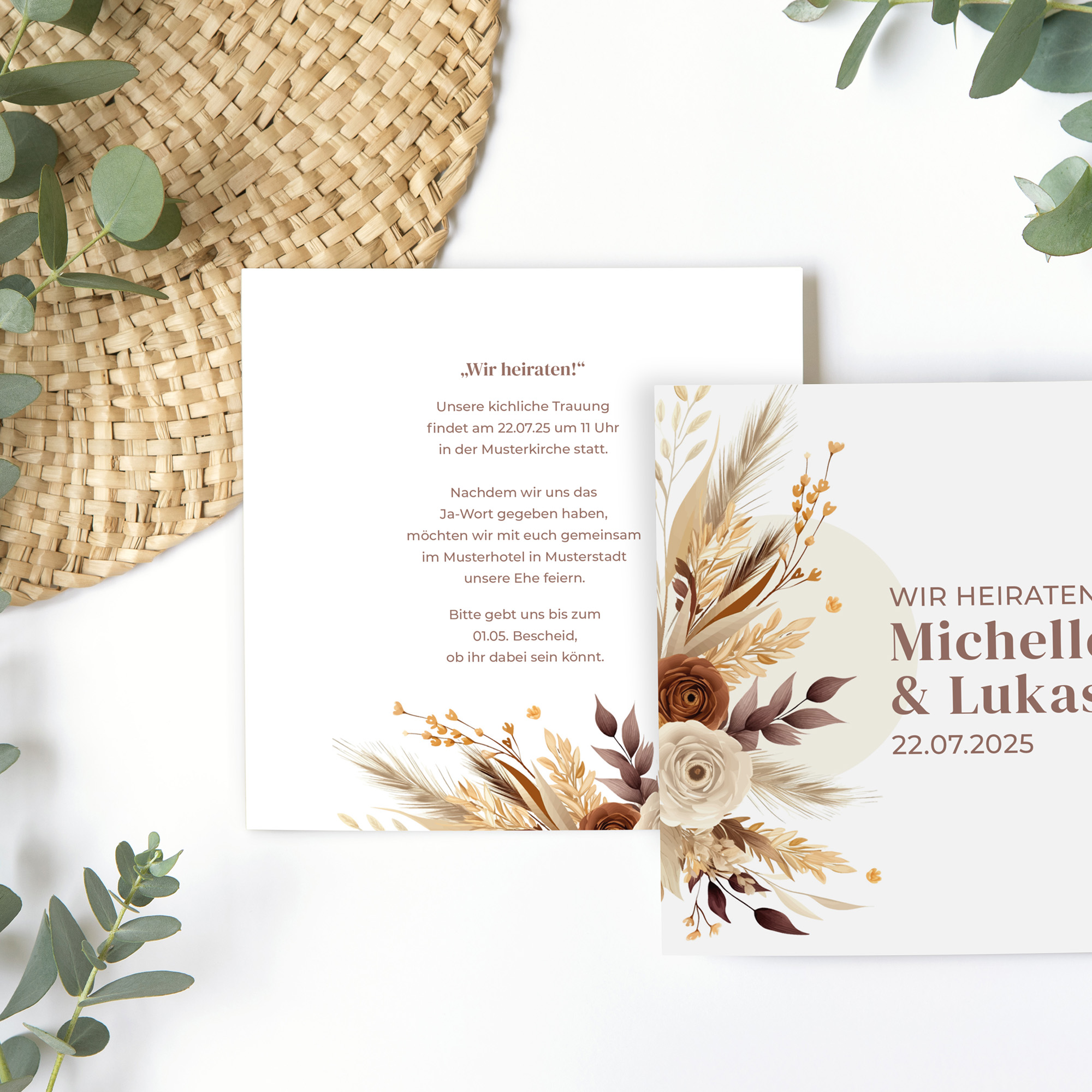 Postkarte Quadrat 148 x 148 mm - Boho "Earth Bouquet"