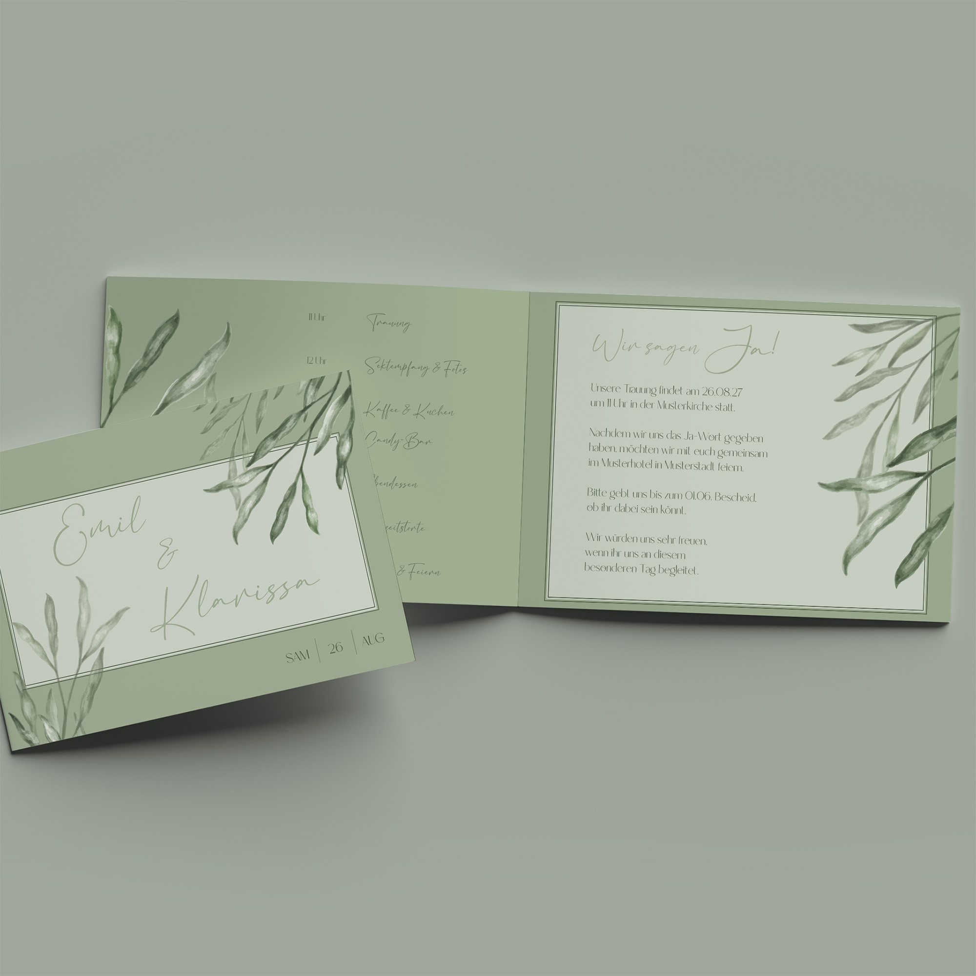 Klappkarte DIN A6 im Querformat - Greenery "Natural Frame"