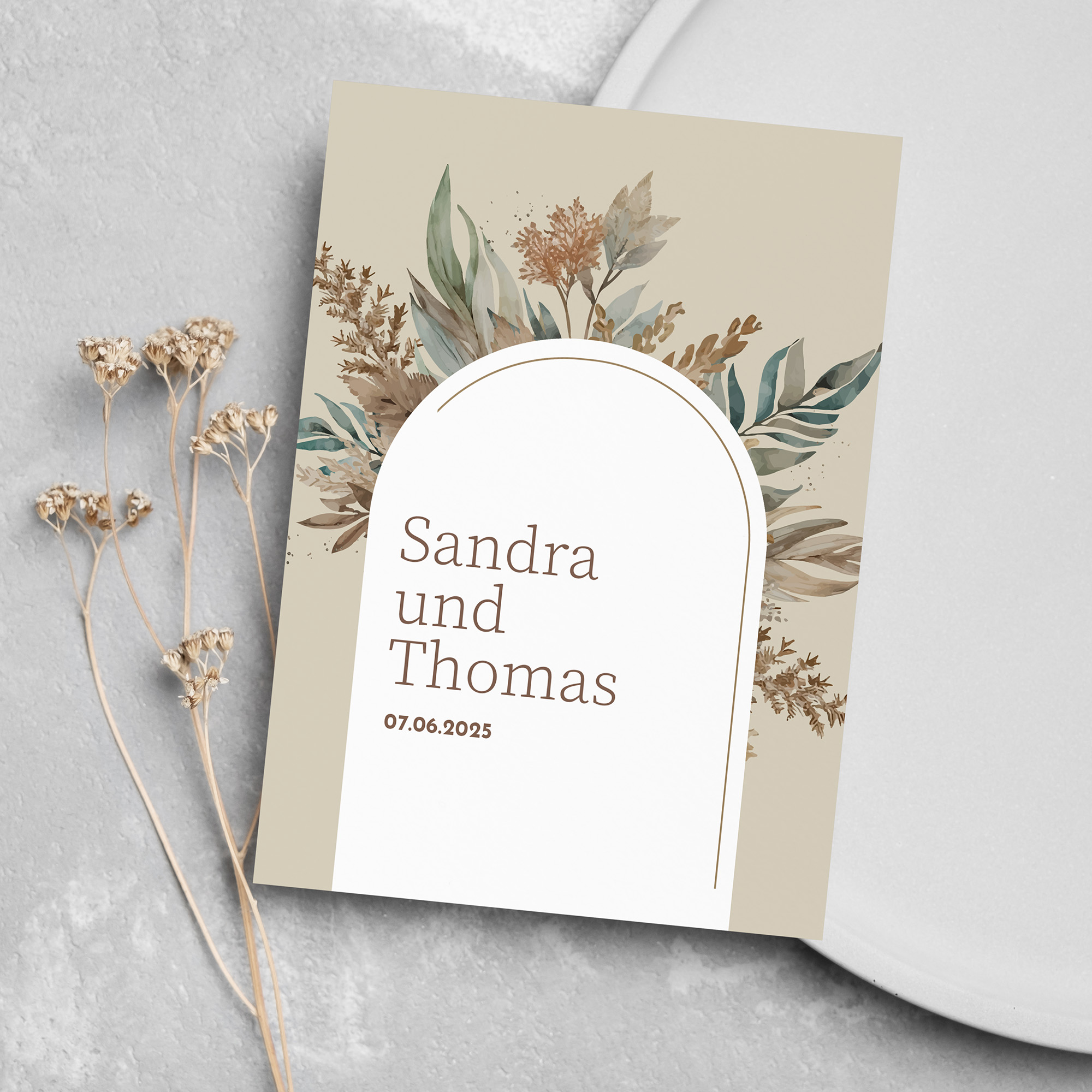 Postkarte DIN A6 im Hochformat - Boho "Bare Nature"
