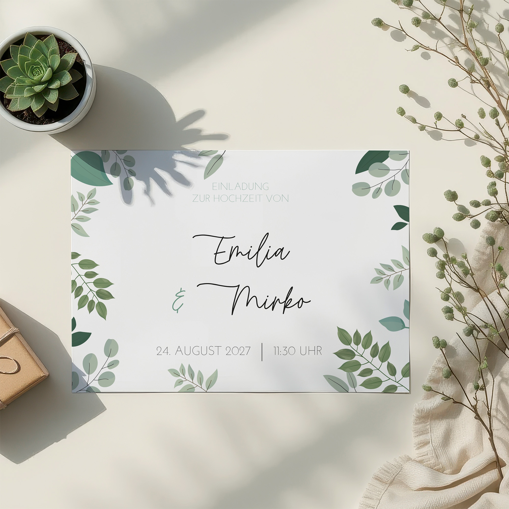 Postkarte DIN A6 im Querformat - Greenery - "Green & Simple"