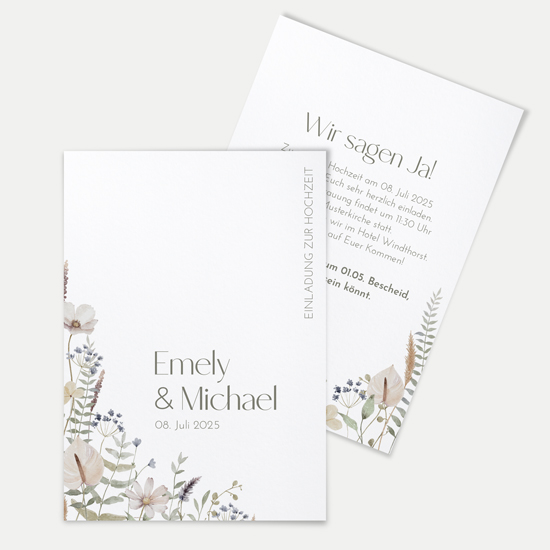 Postkarte DIN A6 im Hochformat - Boho "pastel bloom"