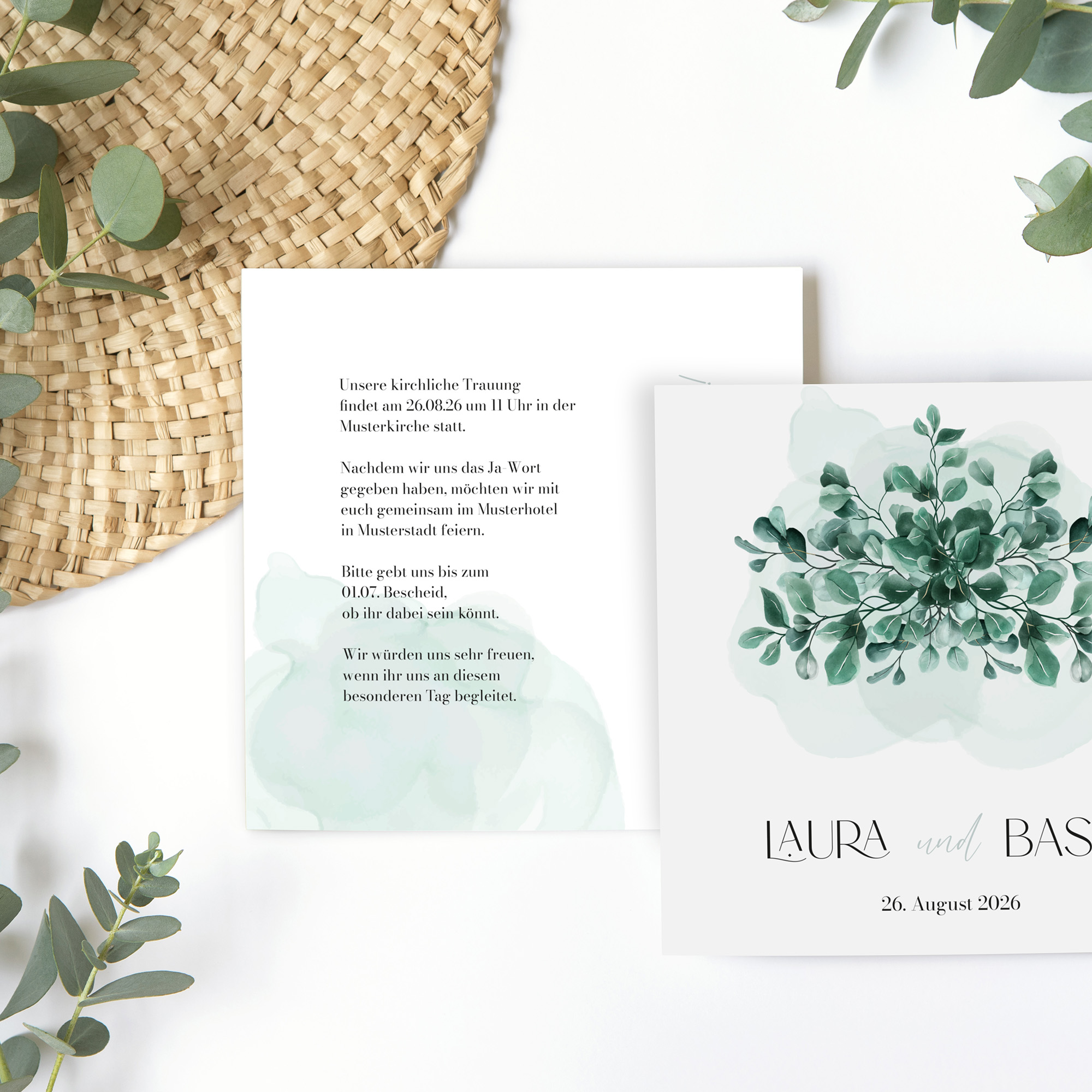 Postkarte Quadrat 148 x 148 mm - Greenery "eucalyptus crown"
