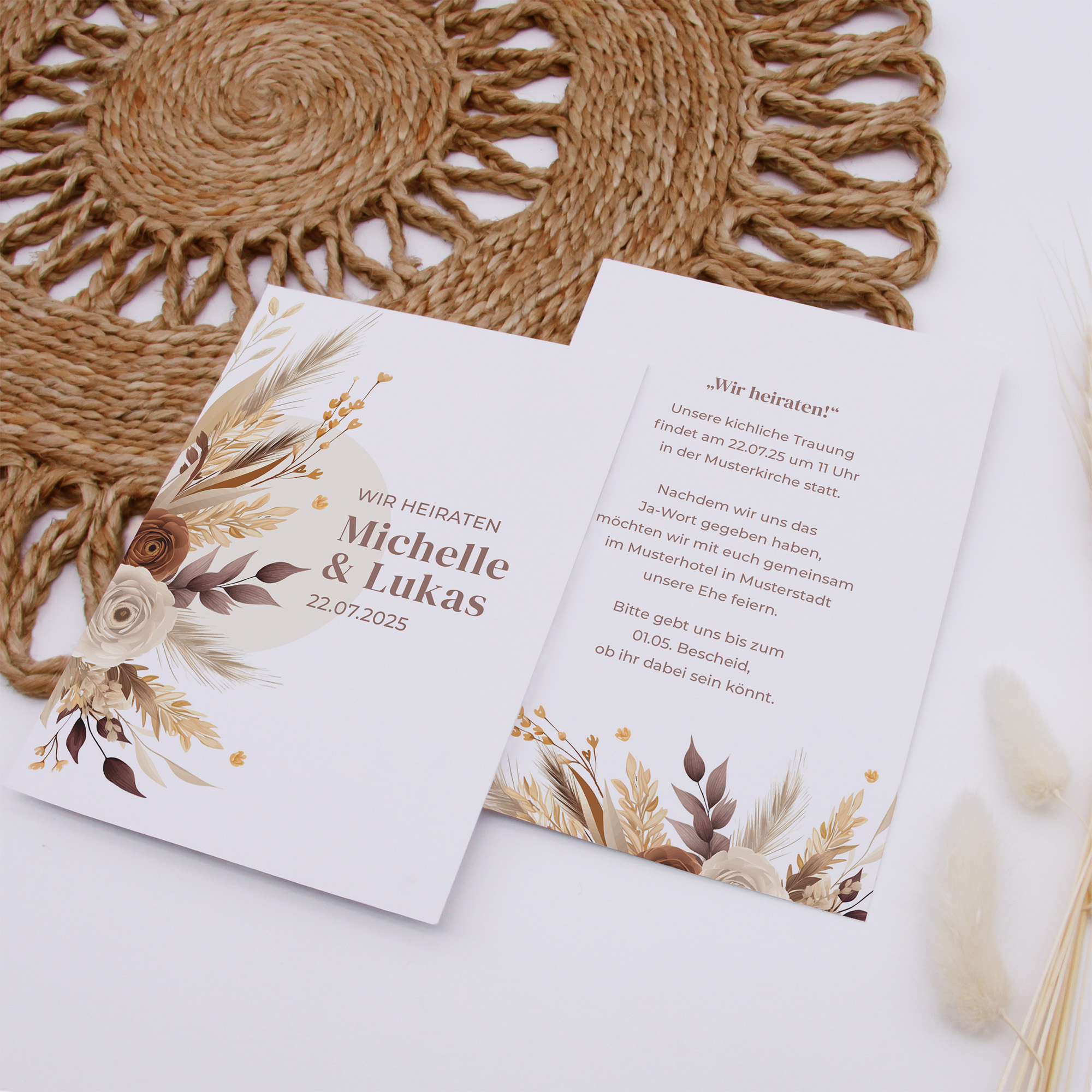 Postkarte DIN A6 im Hochformat - Boho "earth bouquet"