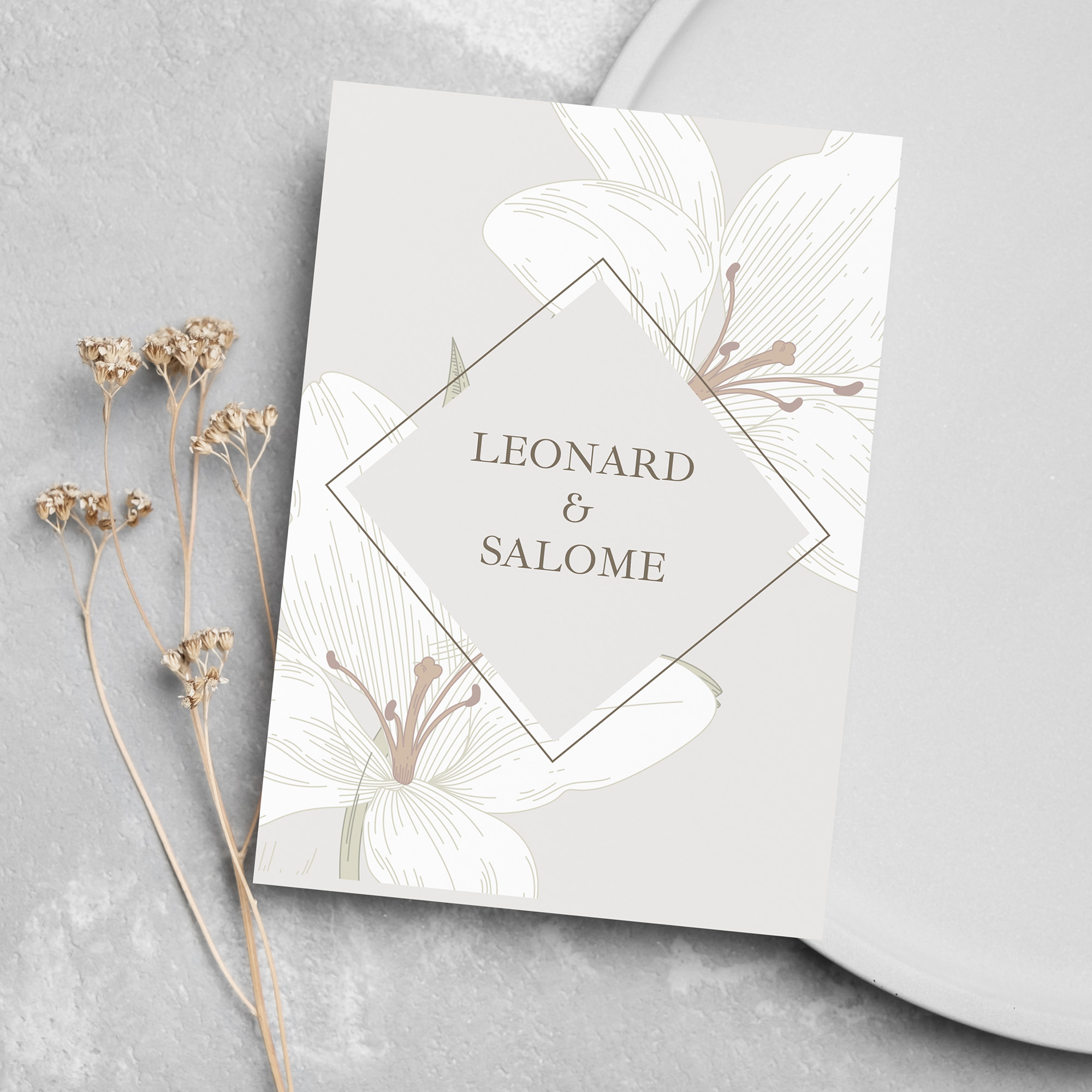 Postkarte DIN A6 im Hochformat - Floral "white lily"