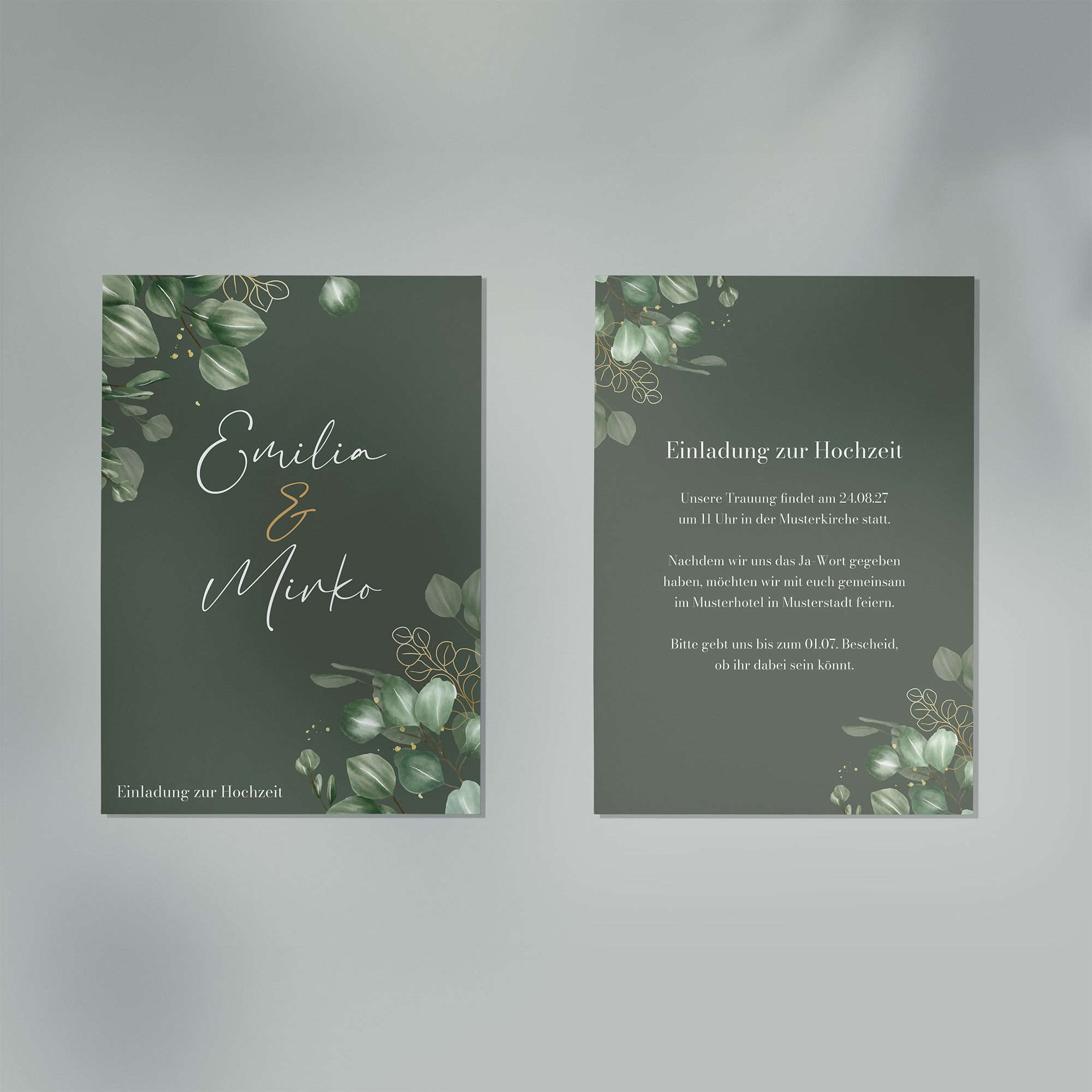 Postkarte DIN A6 im Hochformat - Greenery "eucalyptus night"