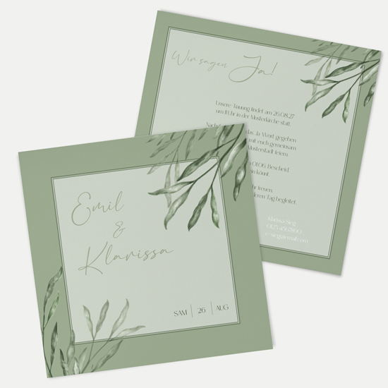 Postkarte Quadrat 148 x 148 mm - Greenery "natural frame"