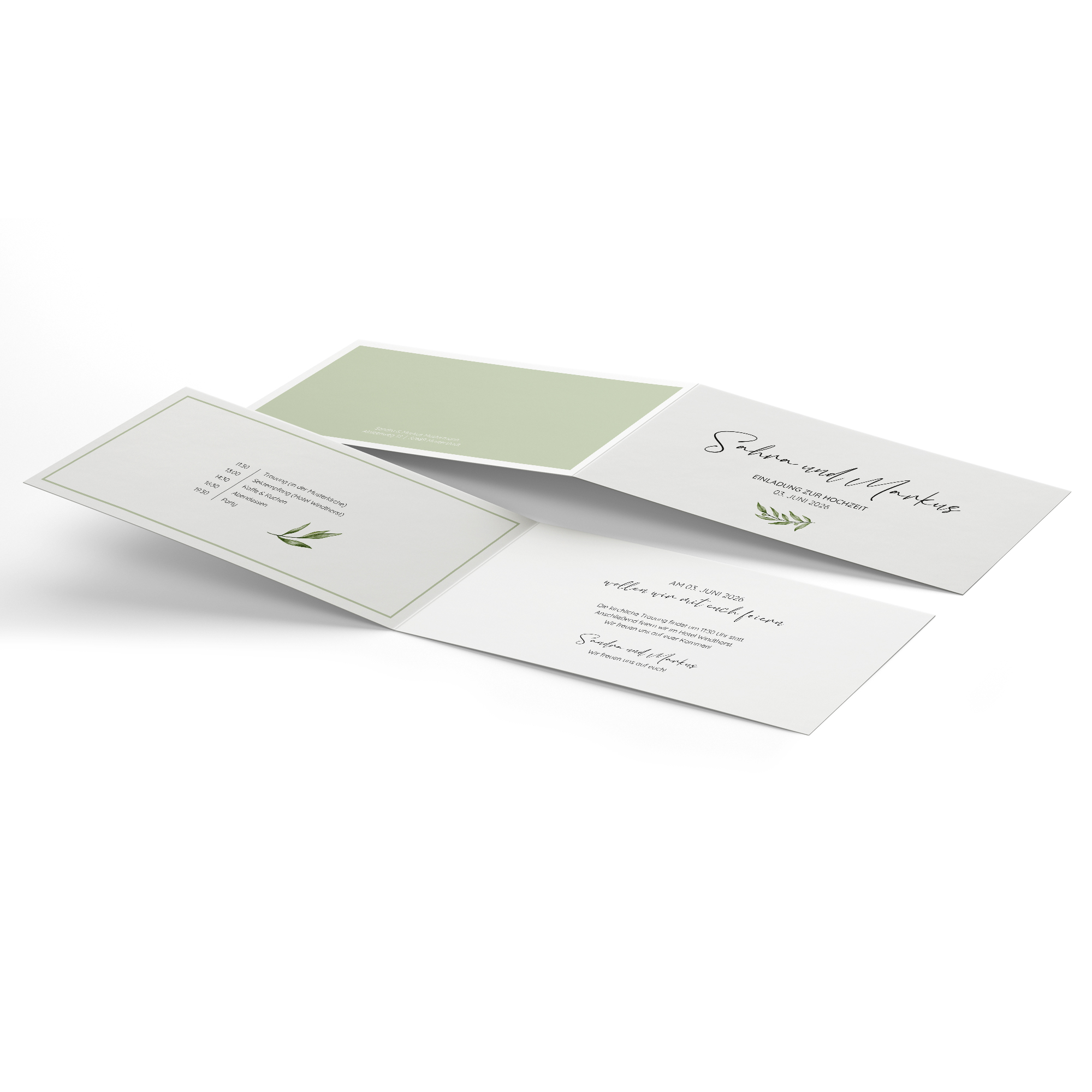 Klappkarte DIN A6 im Querformat - Minimalistisch "olivetta"