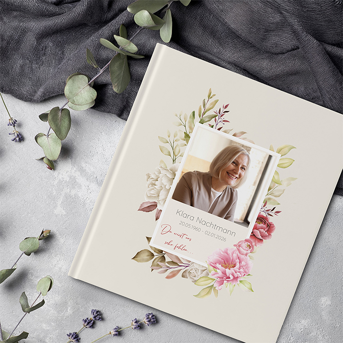 Kondolenzbuch - Floral "peony bloom"