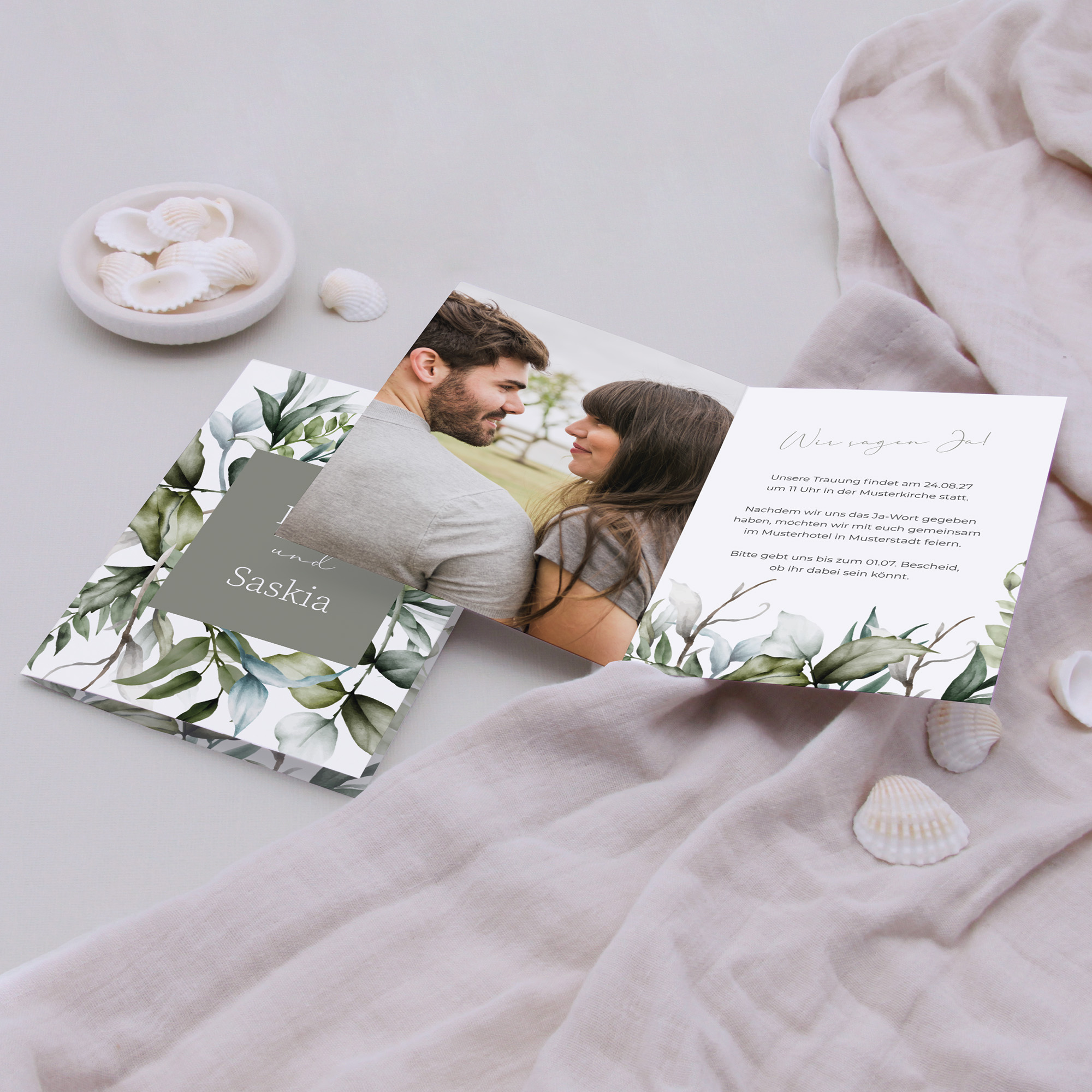 Klappkarte DIN A6 im Hochformat - Greenery "pure greenery"