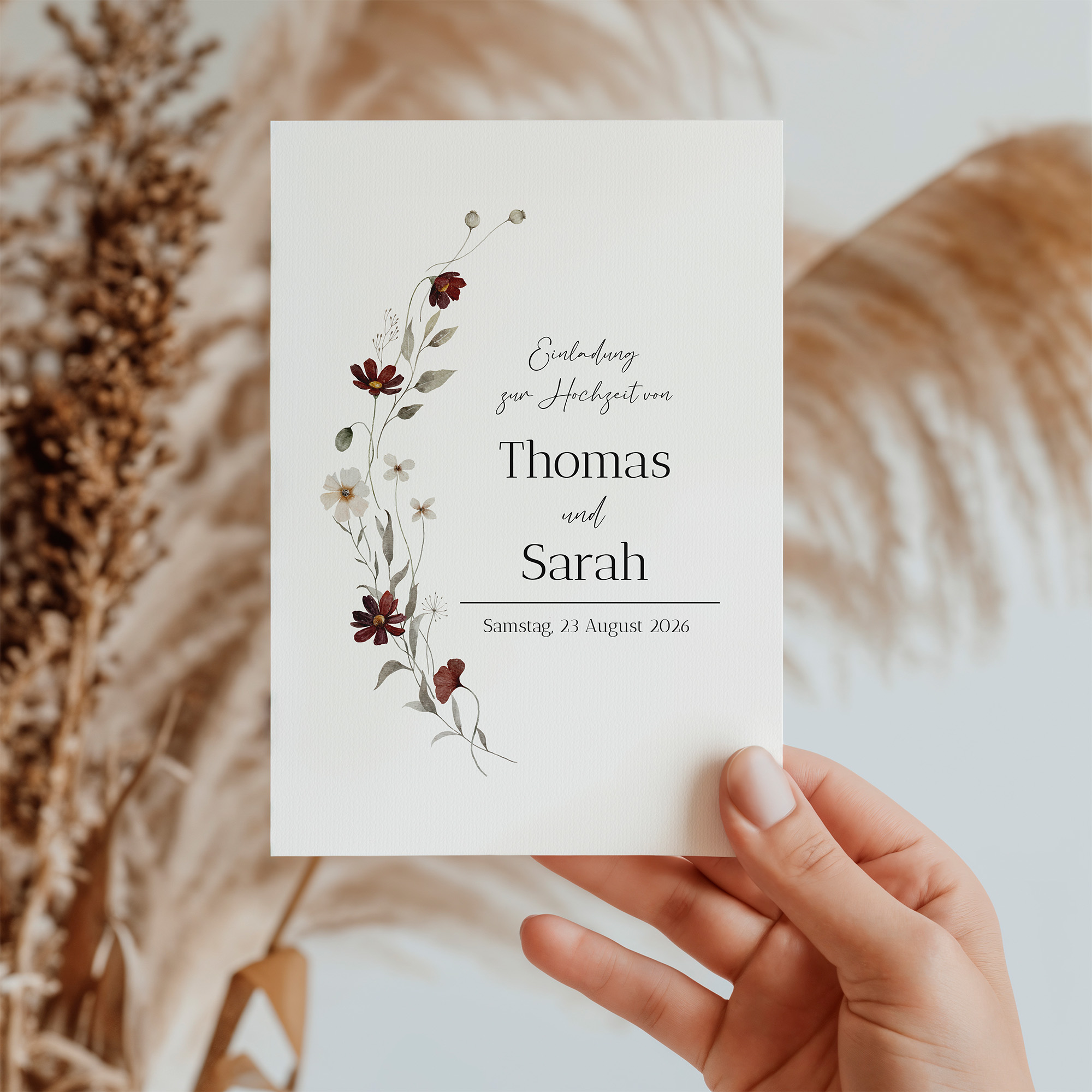 Postkarte DIN A6 im Hochformat - Vintage "wildflower note"