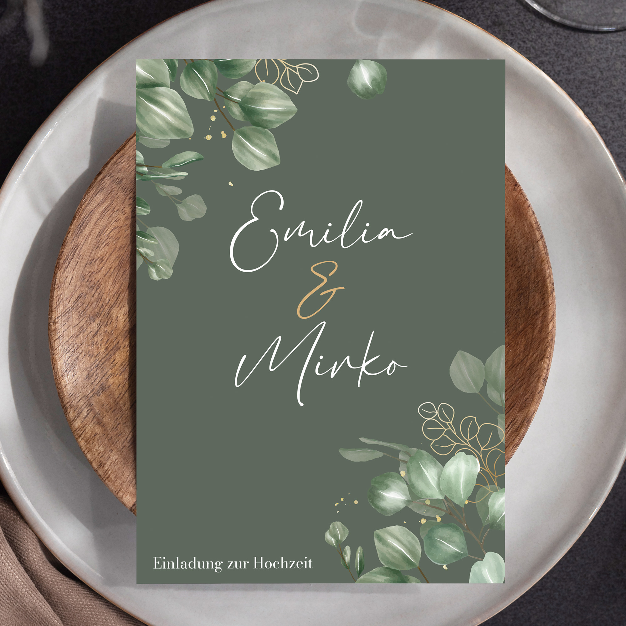 Postkarte DIN A6 im Hochformat - Greenery "eucalyptus night"