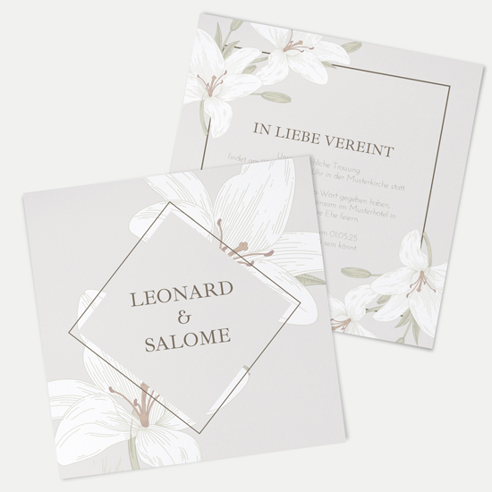 Postkarte Quadrat 148 x 148 mm - Floral "white lily"