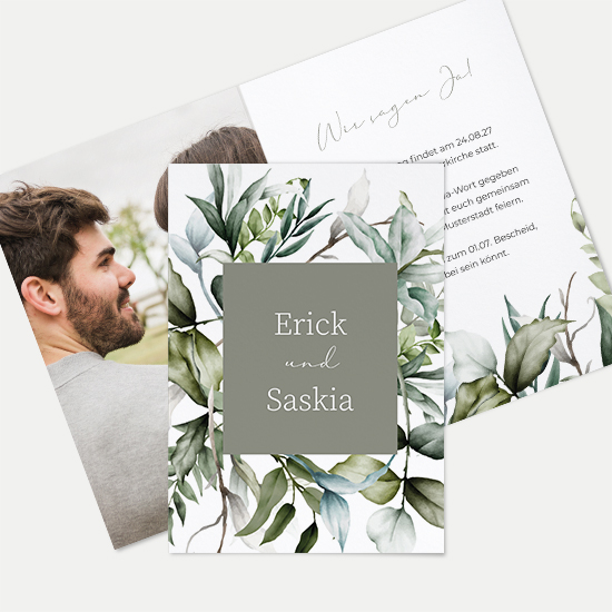 Klappkarte DIN A6 im Hochformat - Greenery "pure greenery"