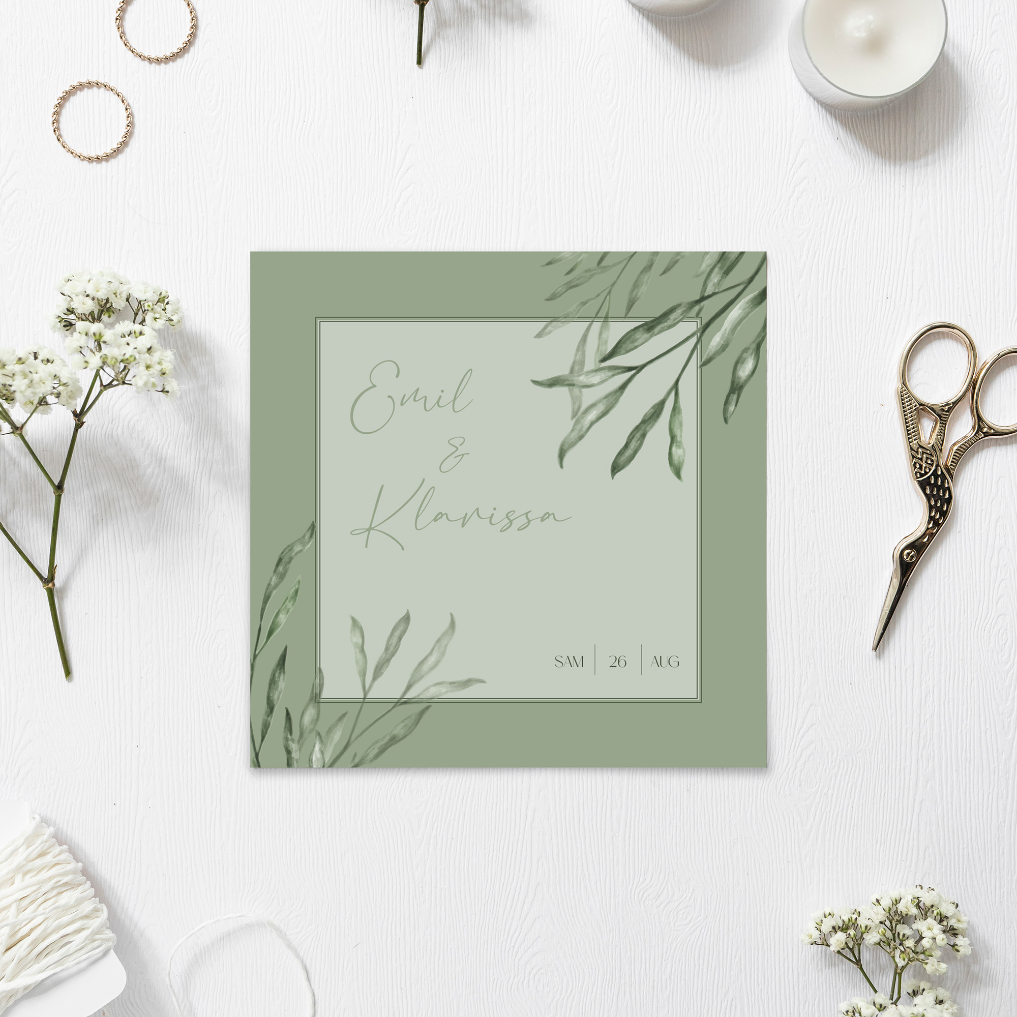 Postkarte Quadrat 148 x 148 mm - Greenery "natural frame"