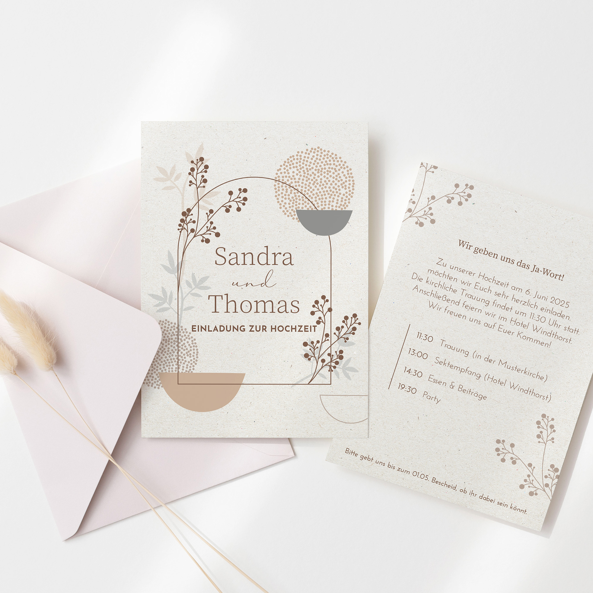 Postkarte DIN A6 im Hochformat - Boho "stone bloom"