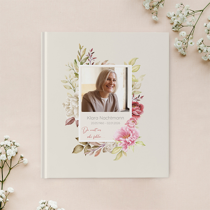 Kondolenzbuch - Floral "peony bloom"