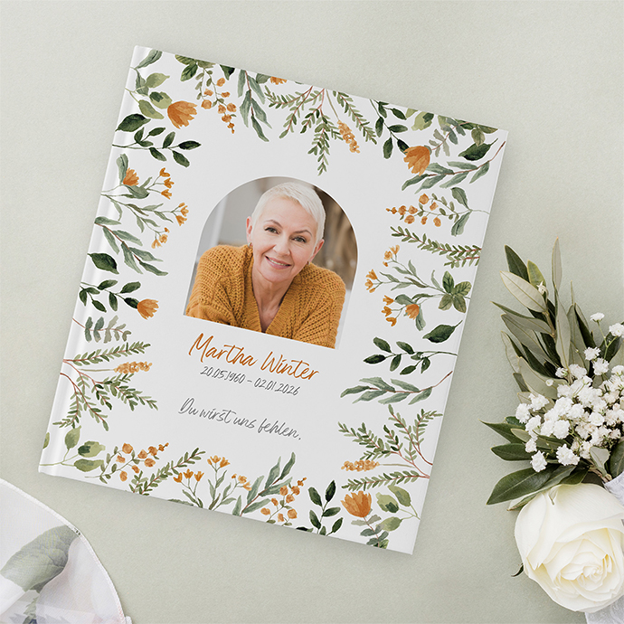 Kondolenzbuch - Floral "warm botanicals"