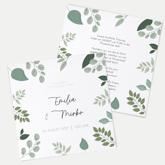 Postkarte Quadrat 148 x 148 mm - Greenery "green & simple"