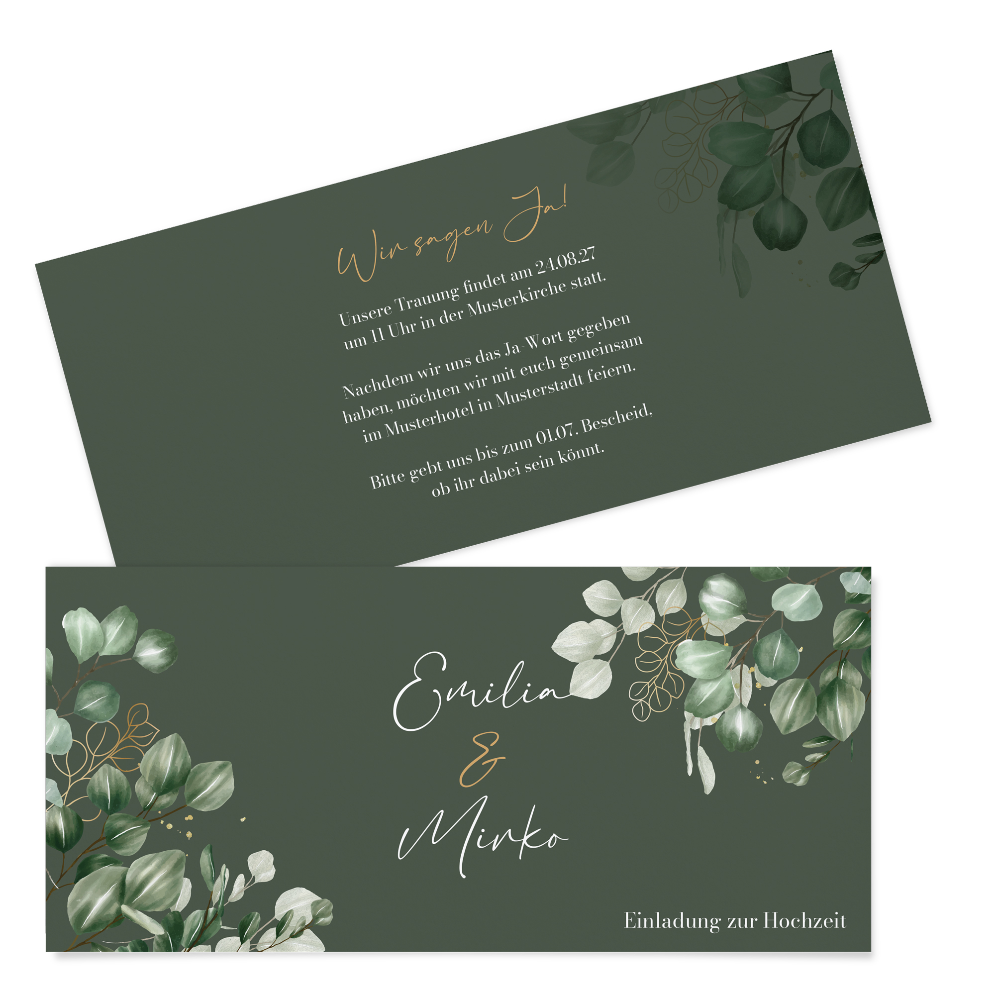 Postkarten DIN lang im Querformat 210 x 98 mm - Greenery "eucalyptus night"