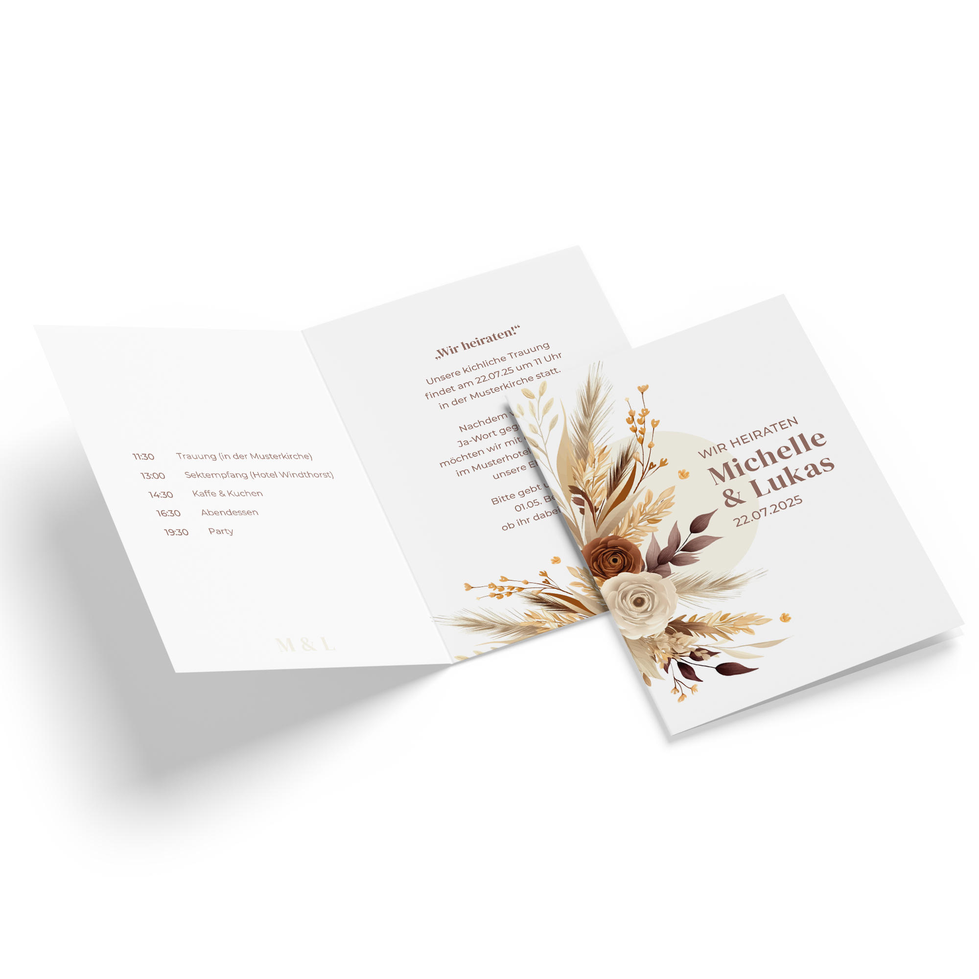 Klappkarte DIN A6 im Hochformat - Boho "earth bouquet"