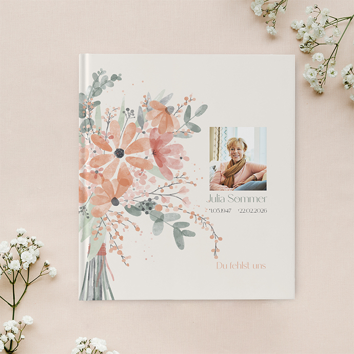 Kondolenzbuch - Floral "terracotta bloom"