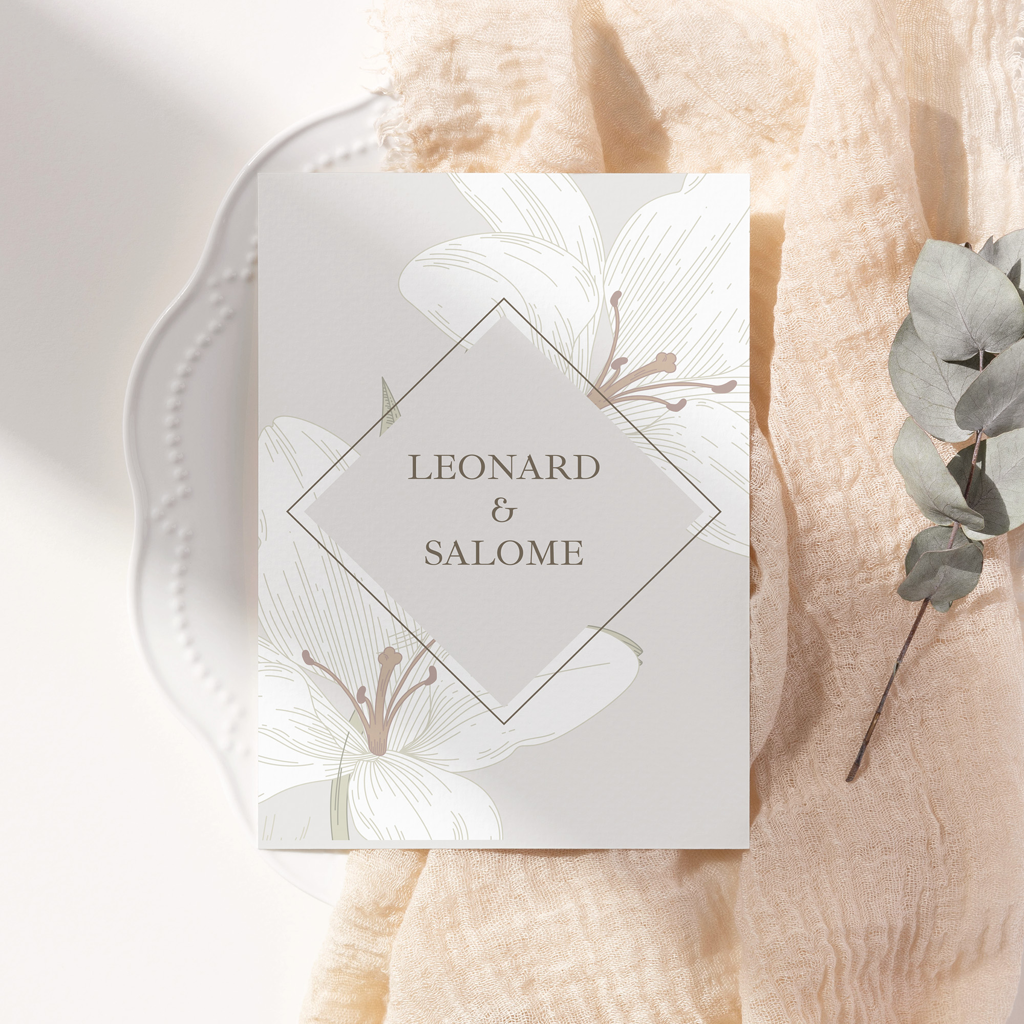 Postkarte DIN A6 im Hochformat - Floral "white lily"