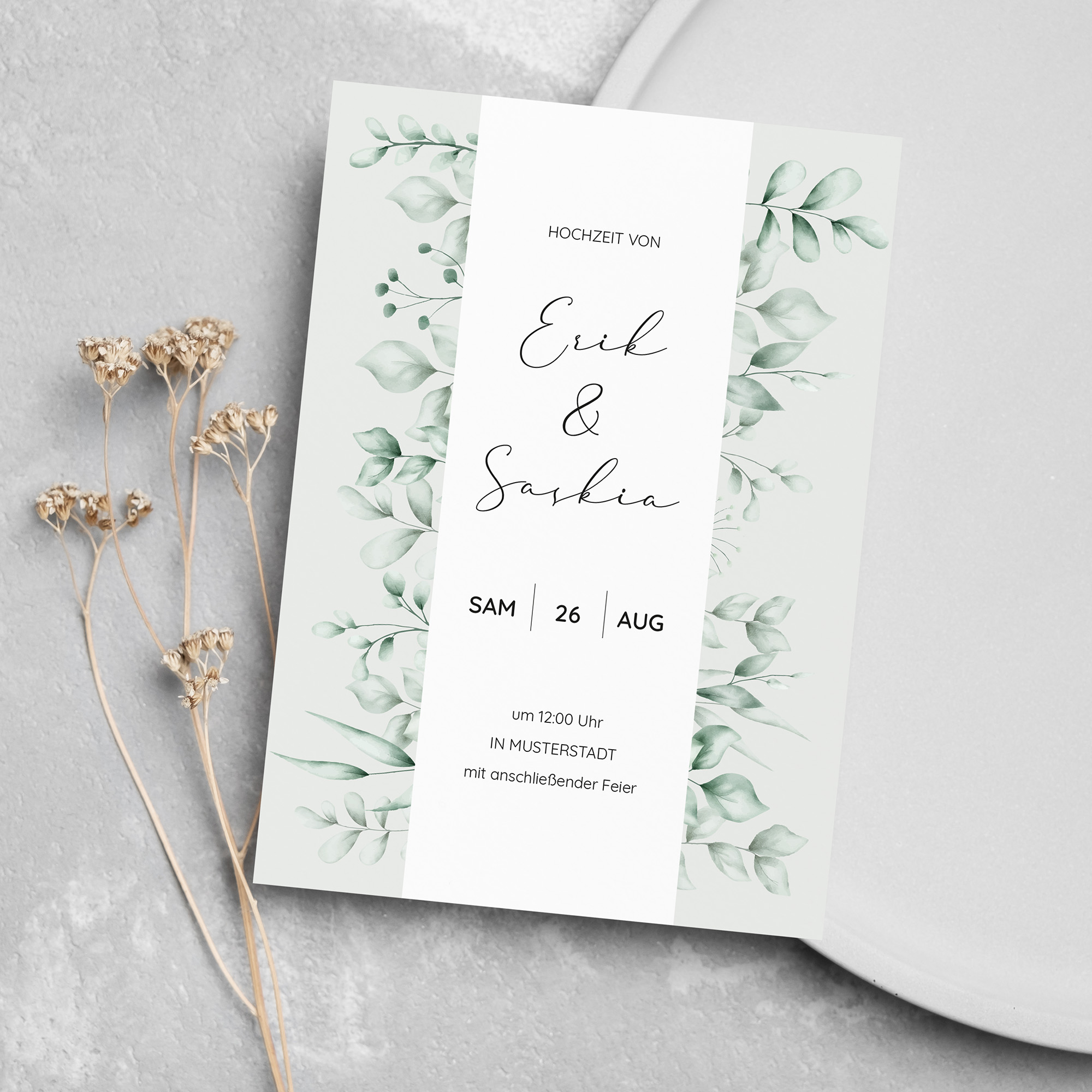 Postkarte DIN A6 im Hochformat - Greenery "evergreen mint"
