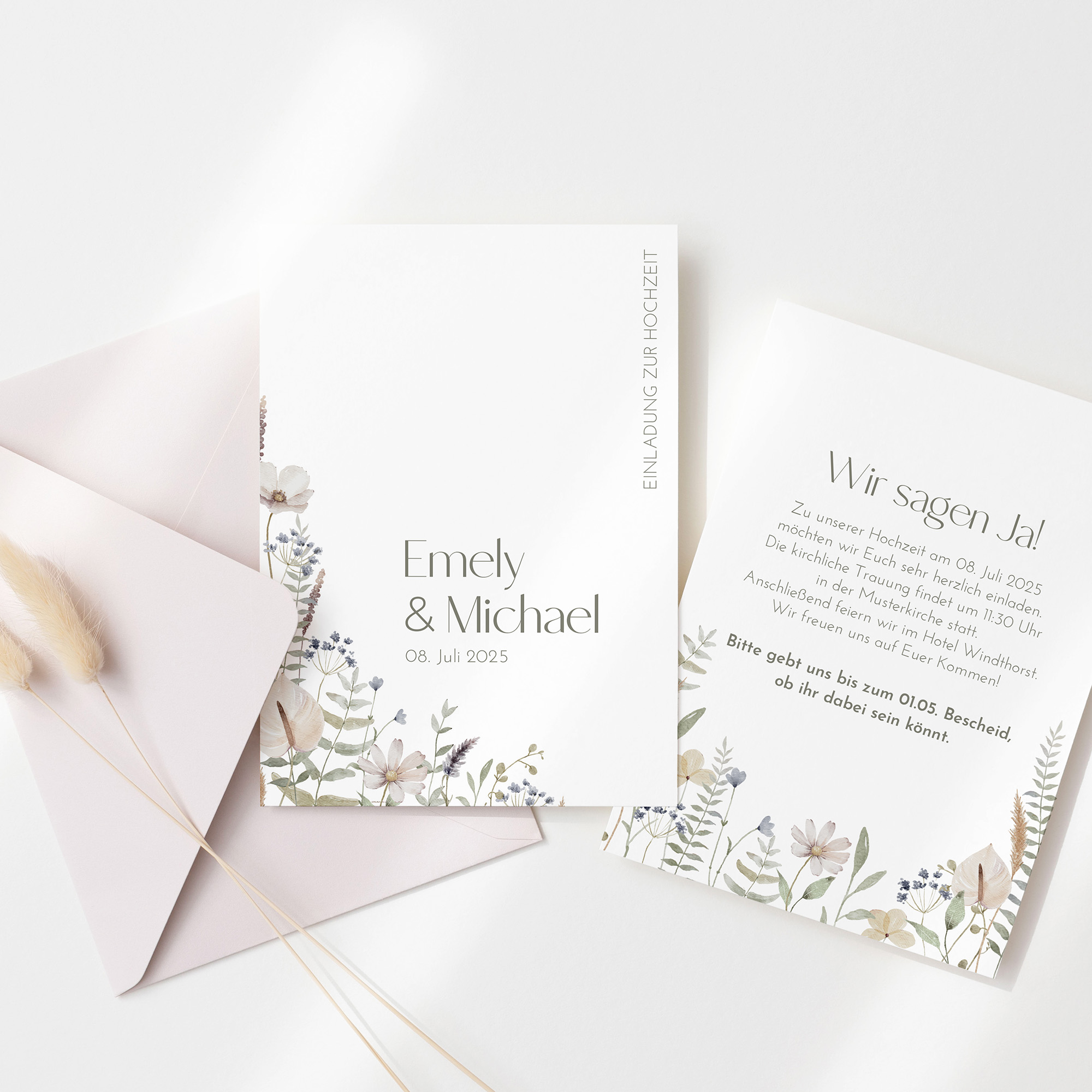 Postkarte DIN A6 im Hochformat - Boho "pastel bloom"