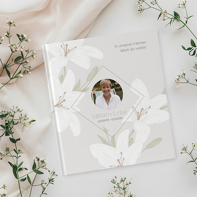Kondolenzbuch - Floral "white lily"