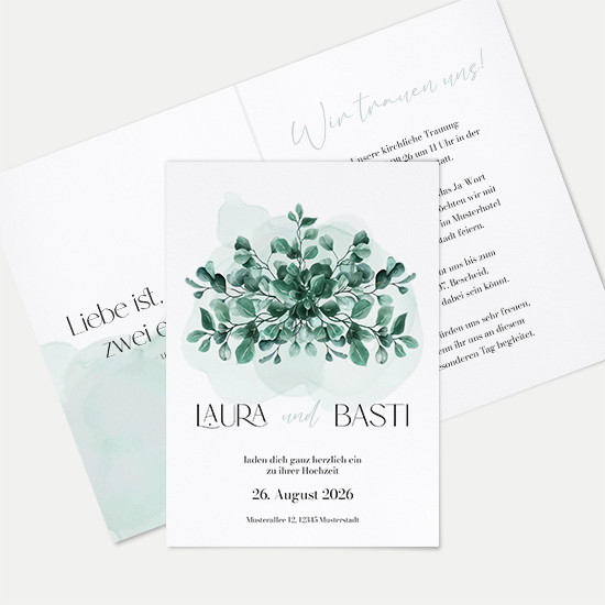 Klappkarte DIN A6 im Hochformat-Greenery "eucalyptus crown"