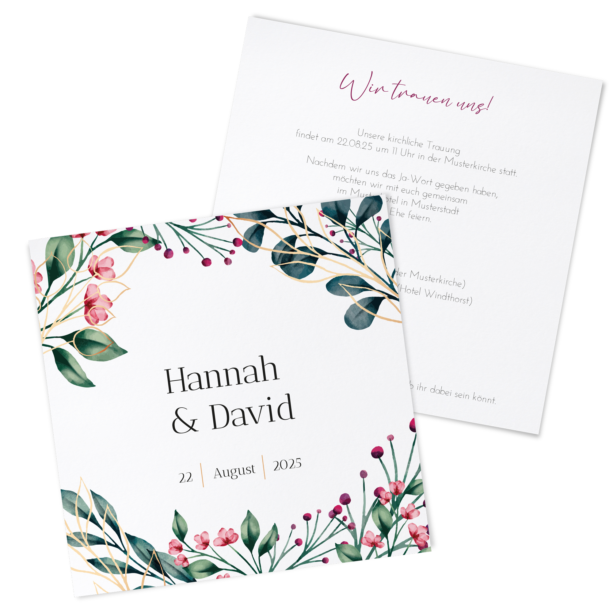 Postkarte Quadrat 148 x 148 mm - Floral "pink garden"