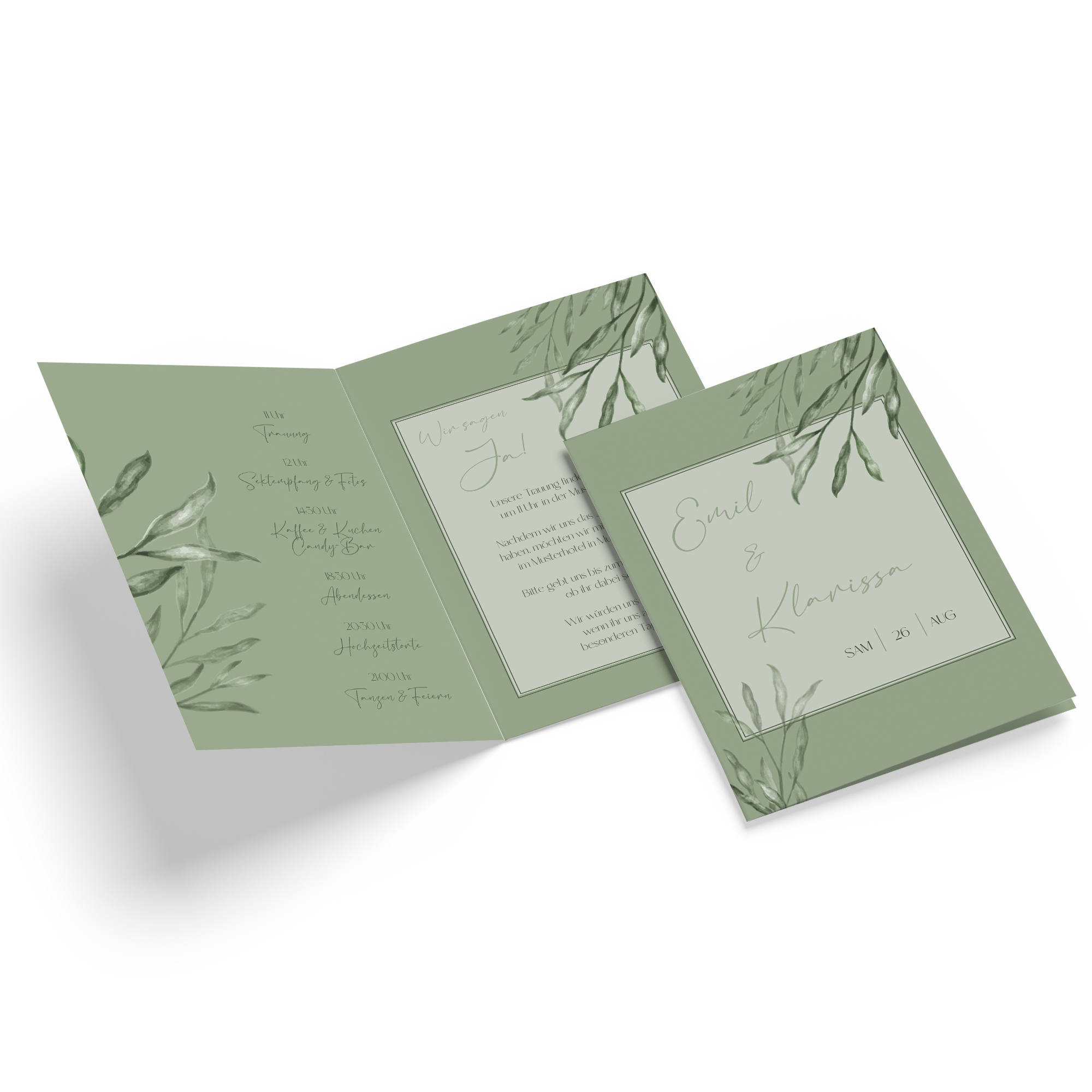 Klappkarte DIN A6 im Hochformat - Greenery "natural frame"