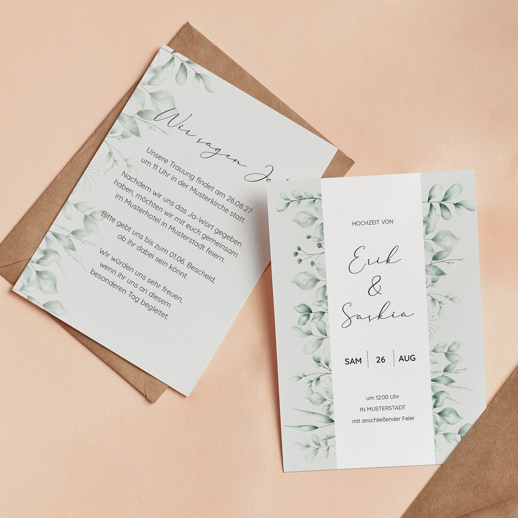 Postkarte DIN A6 im Hochformat - Greenery "evergreen mint"