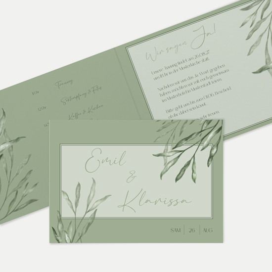 Klappkarte DIN A6 im Querformat - Greenery  "natural frame"