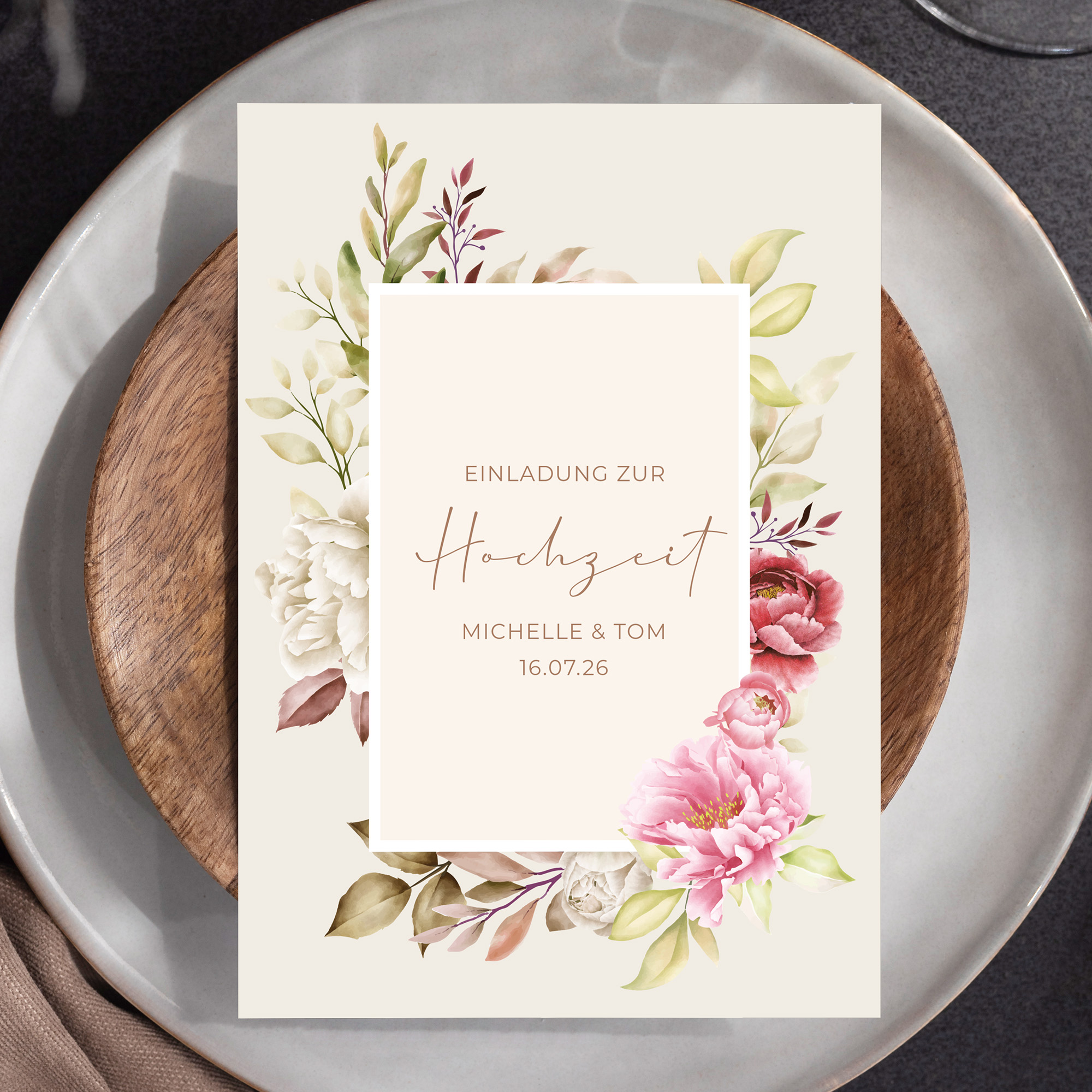 Postkarte DIN A6 im Hochformat - Floral "Peony Bloom"