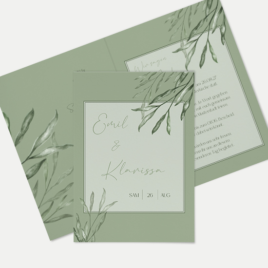 Klappkarte DIN A6 im Hochformat - Greenery "natural frame"