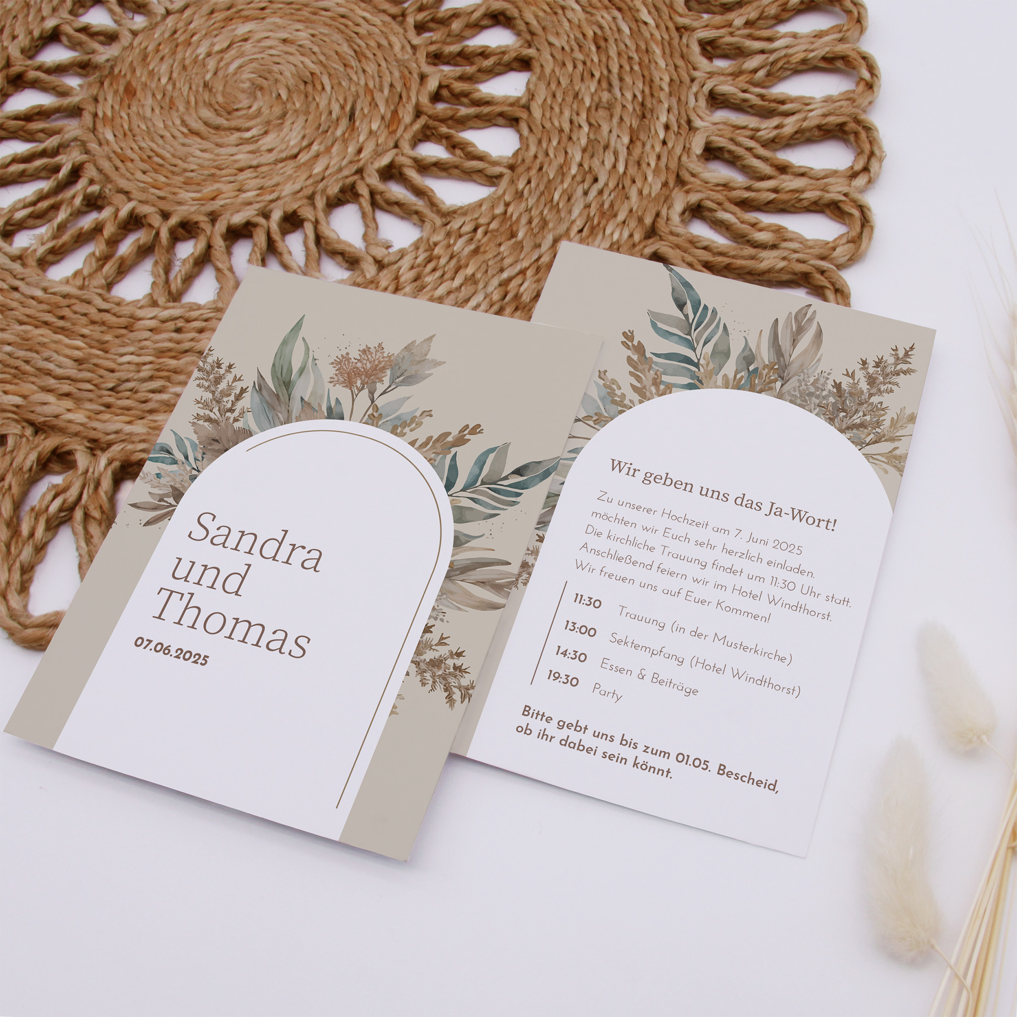 Postkarte DIN A6 im Hochformat - Boho "bare nature"