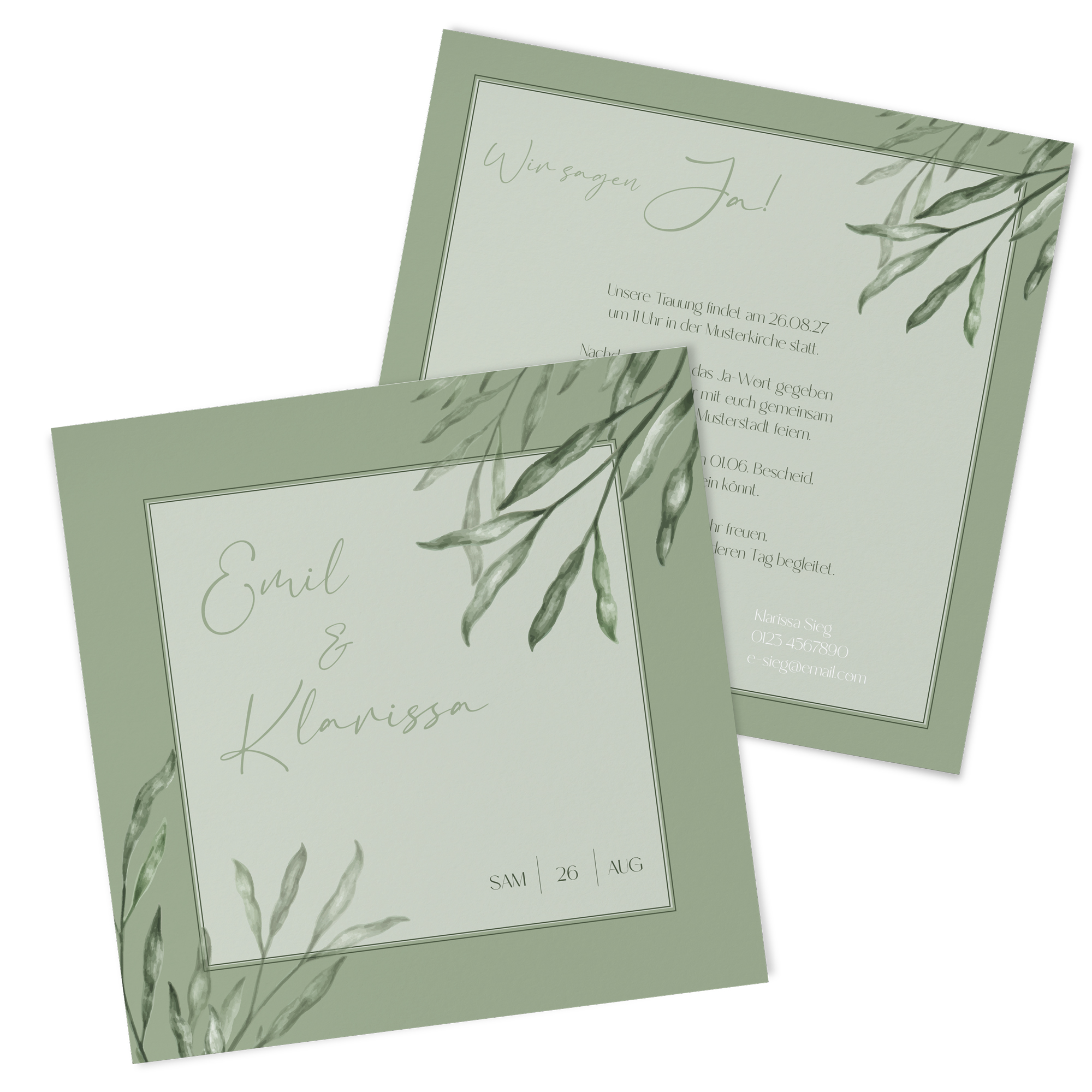 Postkarte Quadrat 148 x 148 mm - Greenery "natural frame"