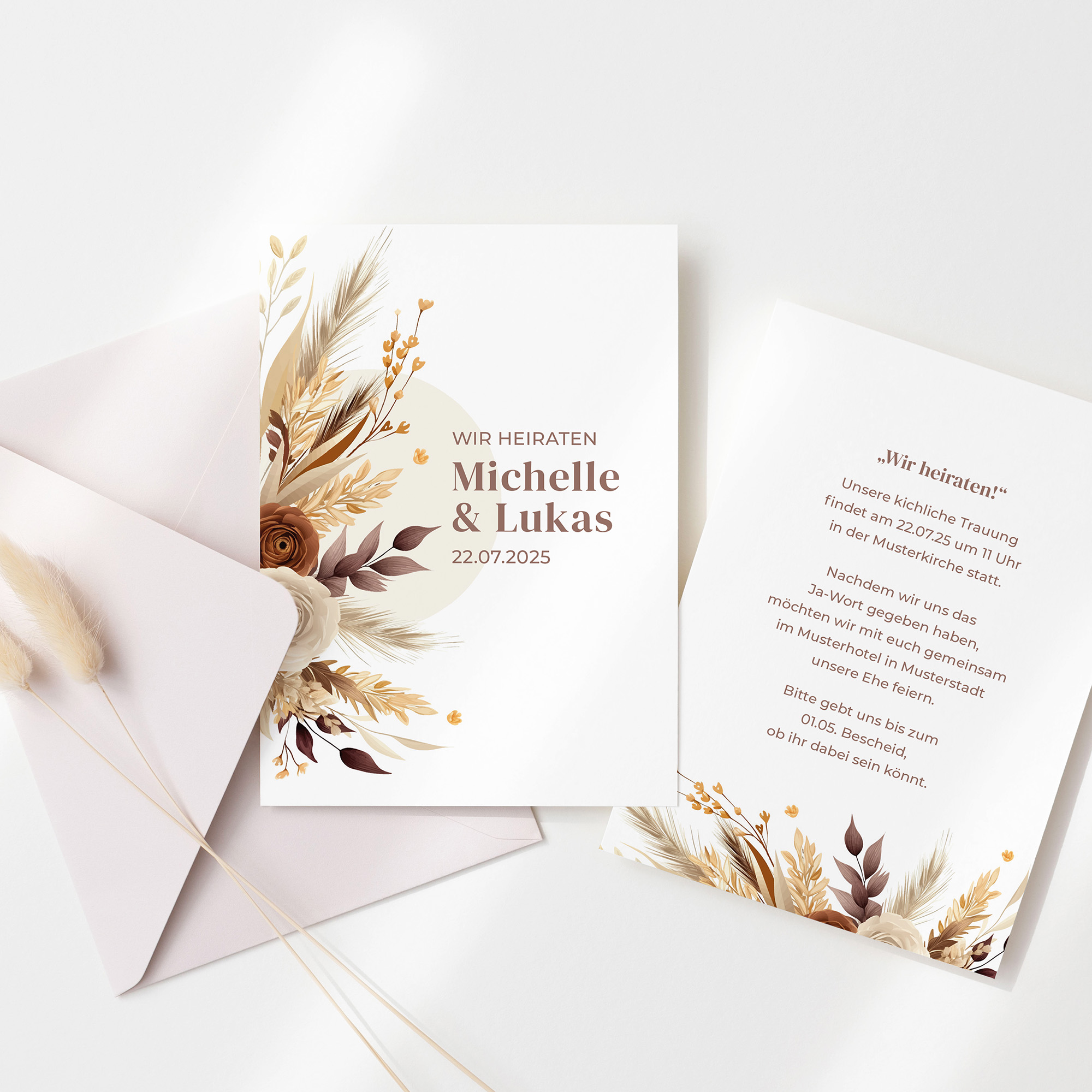 Postkarte DIN A6 im Hochformat - Boho "earth bouquet"