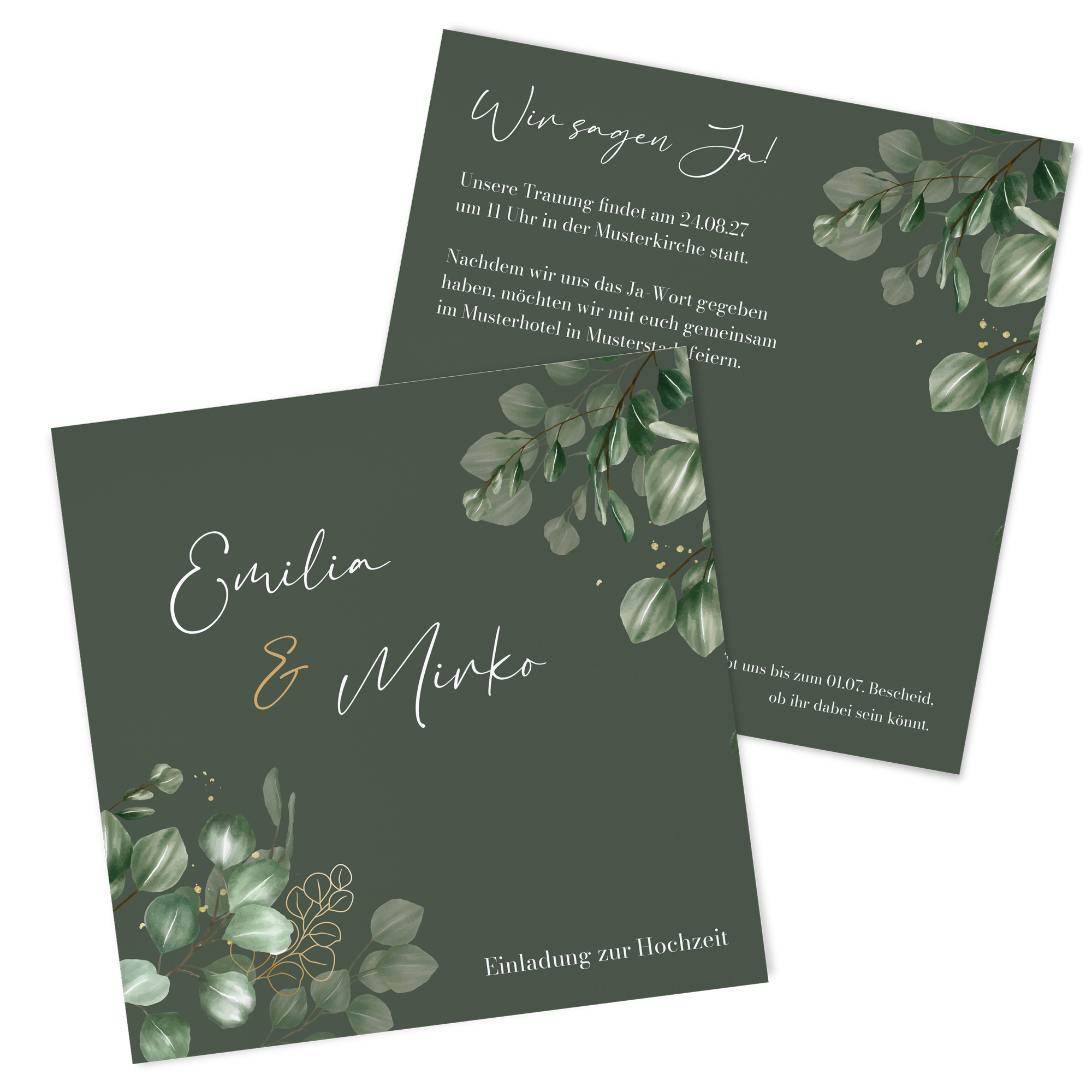 Postkarte Quadrat 148 x 148 mm - Greenery "eucalyptus night"