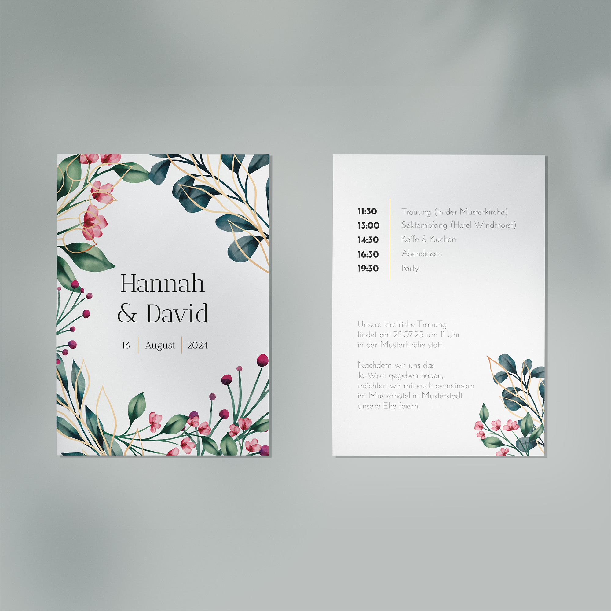 Postkarte DIN A6 im Hochformat - Floral "pink garden"