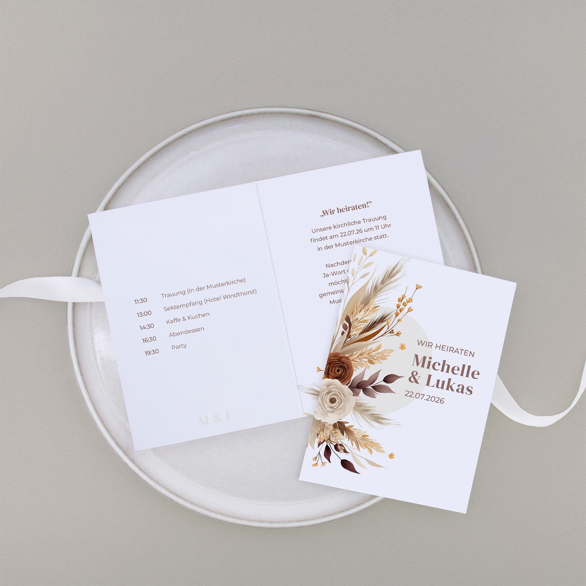 Klappkarte DIN A6 im Hochformat - Boho "earth bouquet"