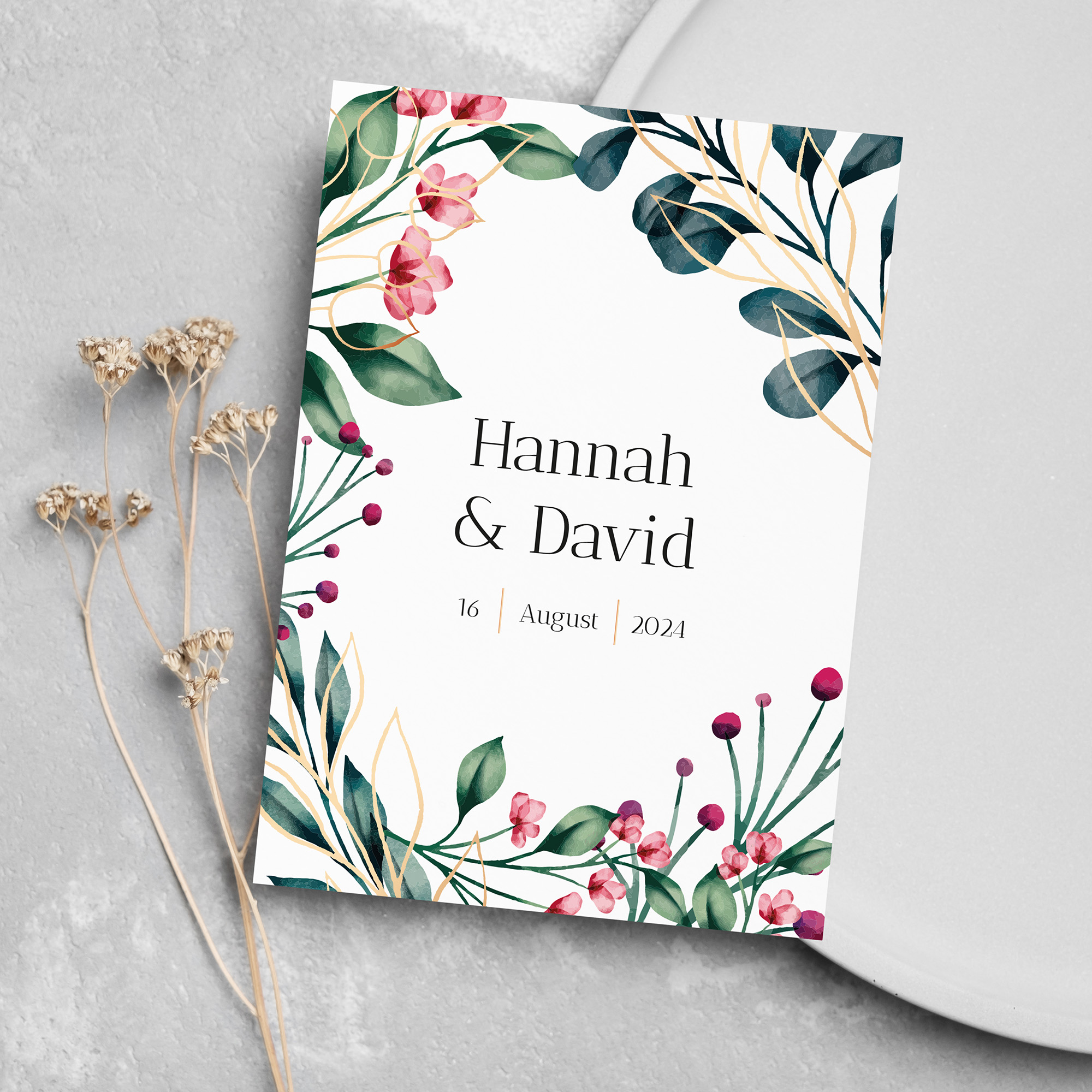 Postkarte DIN A6 im Hochformat - Floral "pink garden"
