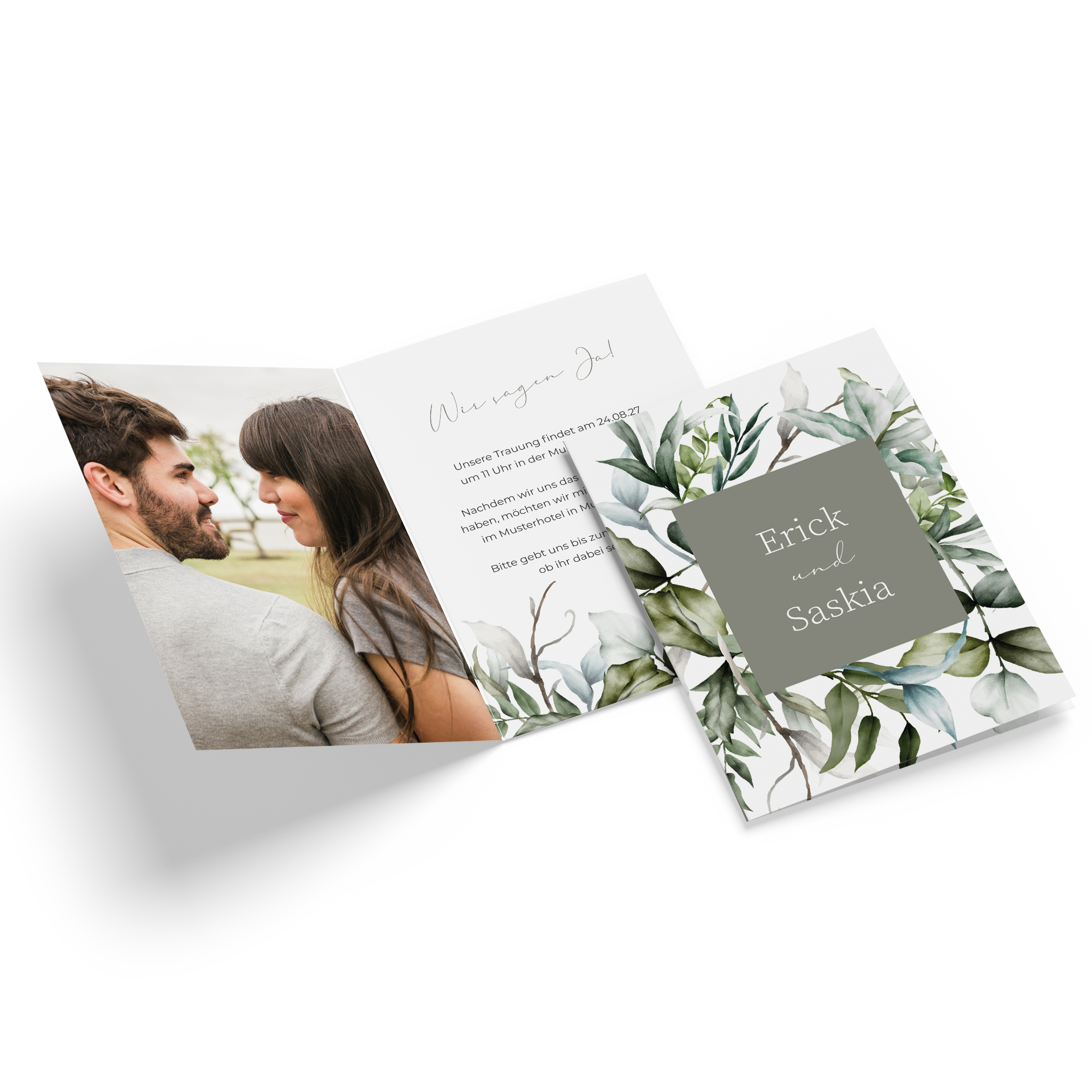 Klappkarte DIN A6 im Hochformat - Greenery "pure greenery"