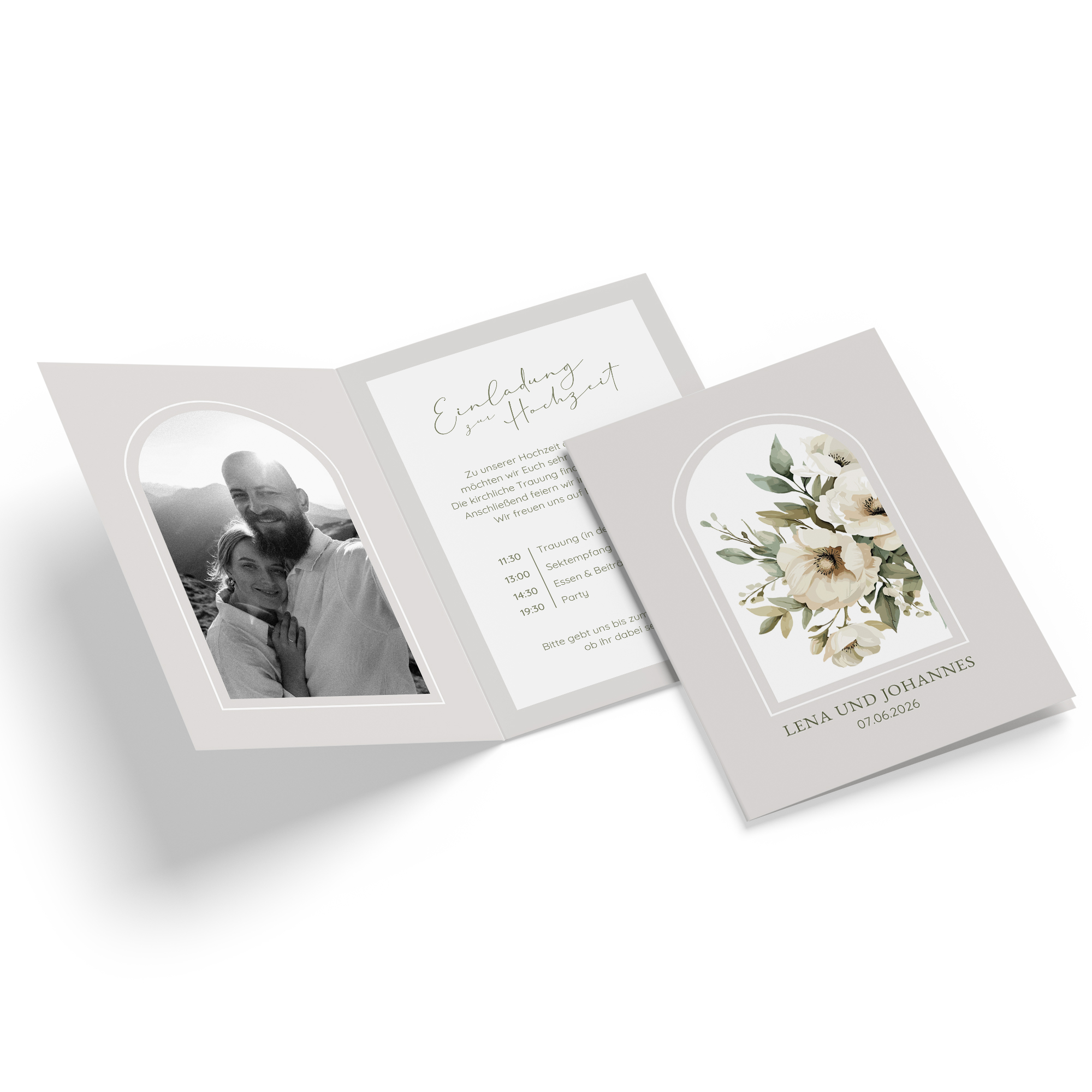 Klappkarte DIN A6 im Hochformat - Vintage - "ivory garden"